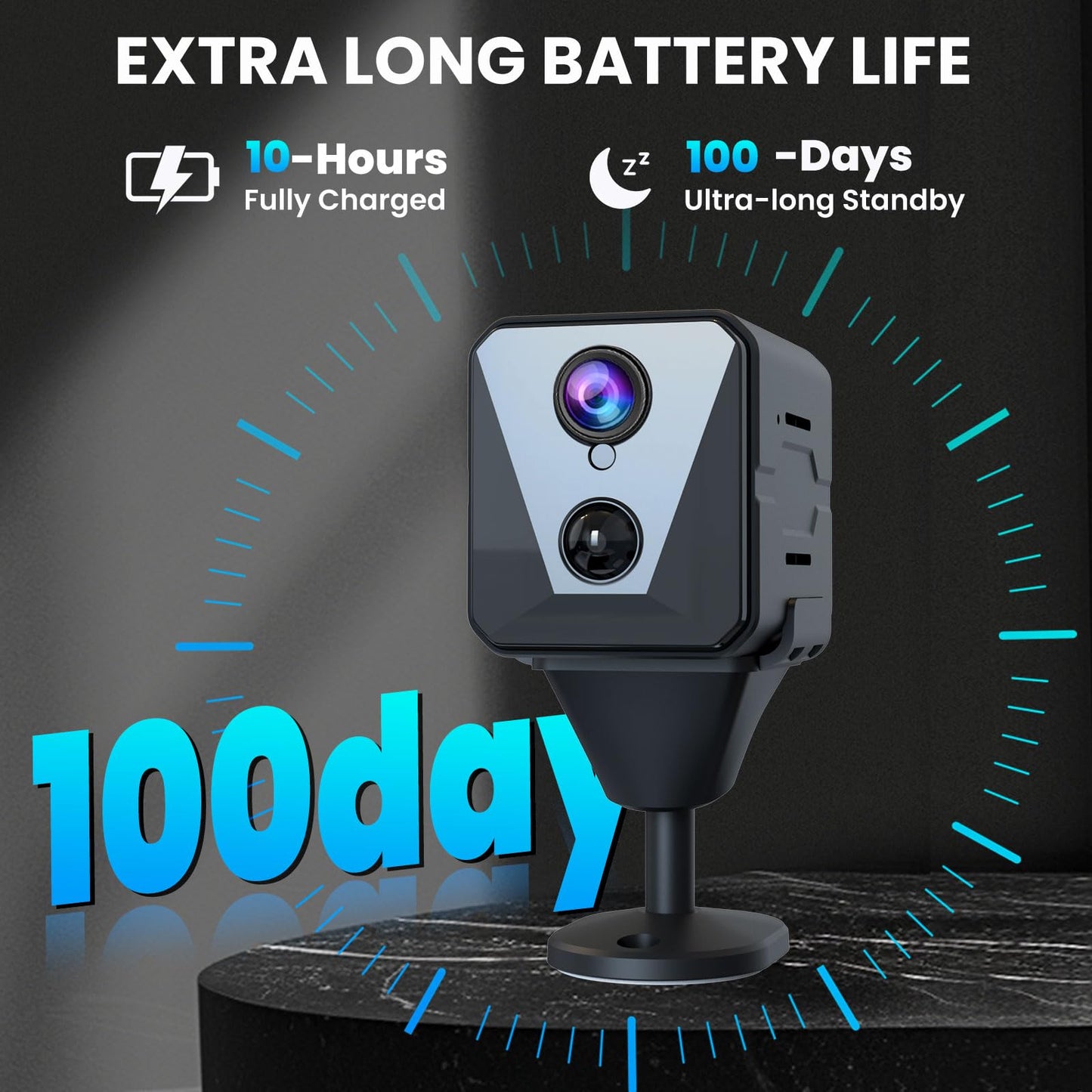 Funstorm 2025 Upgraded Spy Camera-Hidden Camera-4K HD WiFi Camera, Clear Night Vision, Wireless Security Camera, 100 Days Battery Life, Nanny Camera, Indoor Camera for Pet/Baby,AI Motion Detection