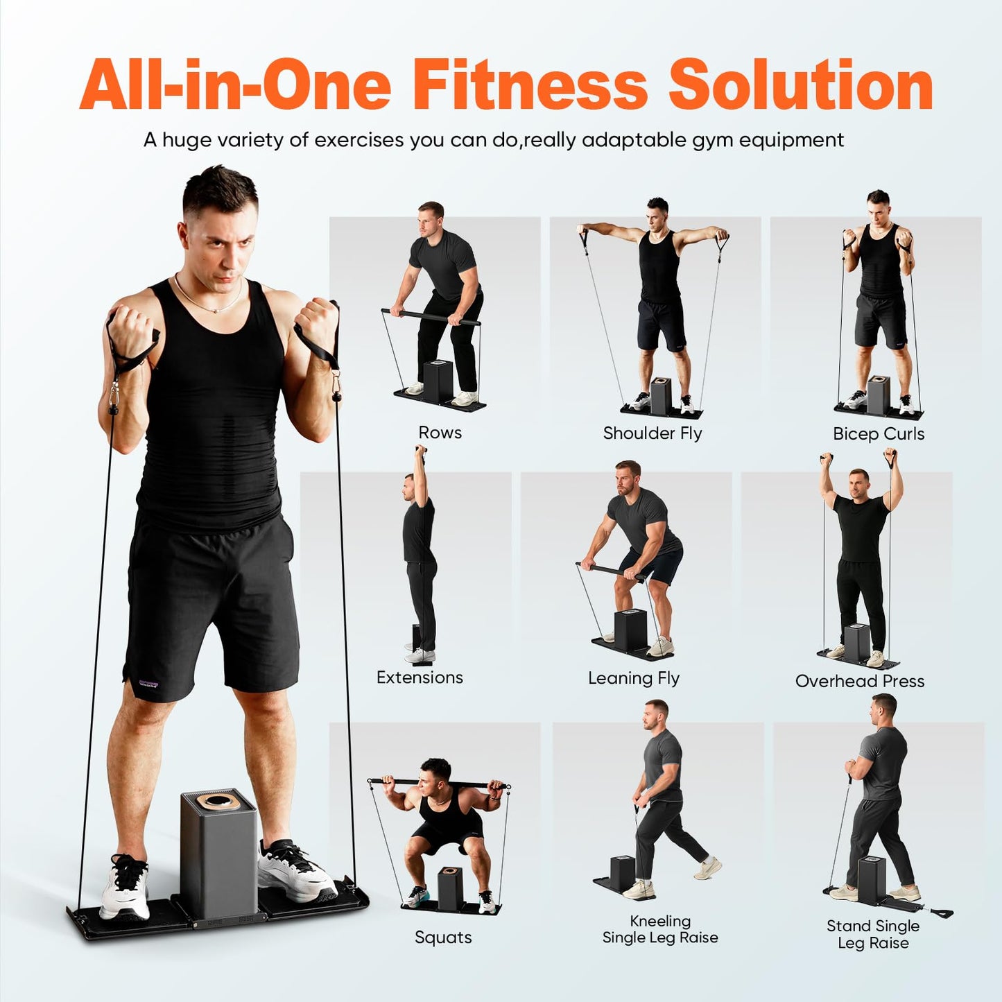 SR3 Pro Smart Home Gym Equipment ,Max 180lbs Resistance Portable Full Body Workout Cable Machine with Ambient Light,at Home Gym | All in One Gym for Travel | Foldable Gym & Home Exercise Equipment