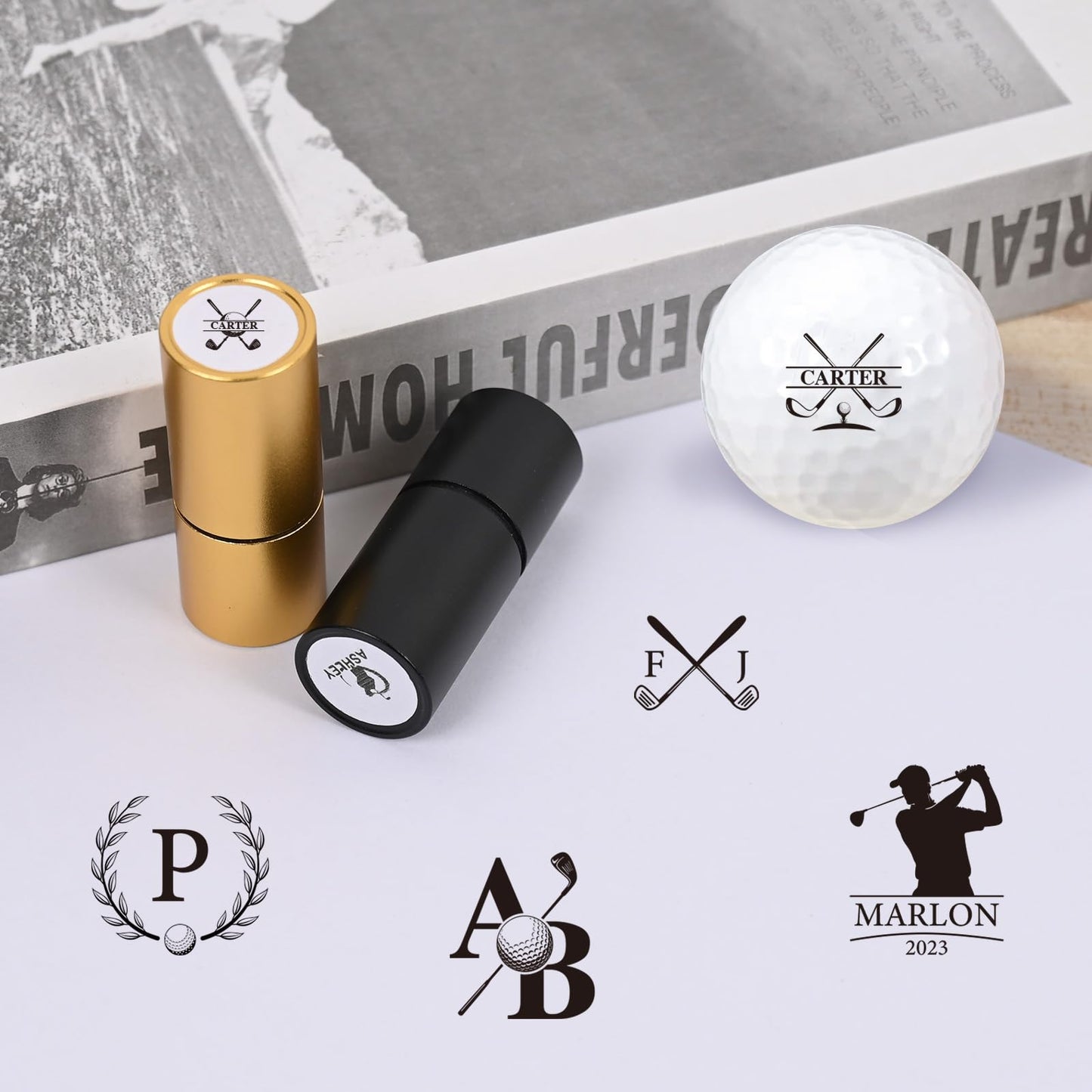 Terwex Custom Golf Ball Stamp, Personalized Golf Ball Stamp Markers with Ink, Create Your Unique Mark on Golf Balls, Waterproof Golf Ball Stamper Marking, Golf Gift Golf Accessories for Men Father