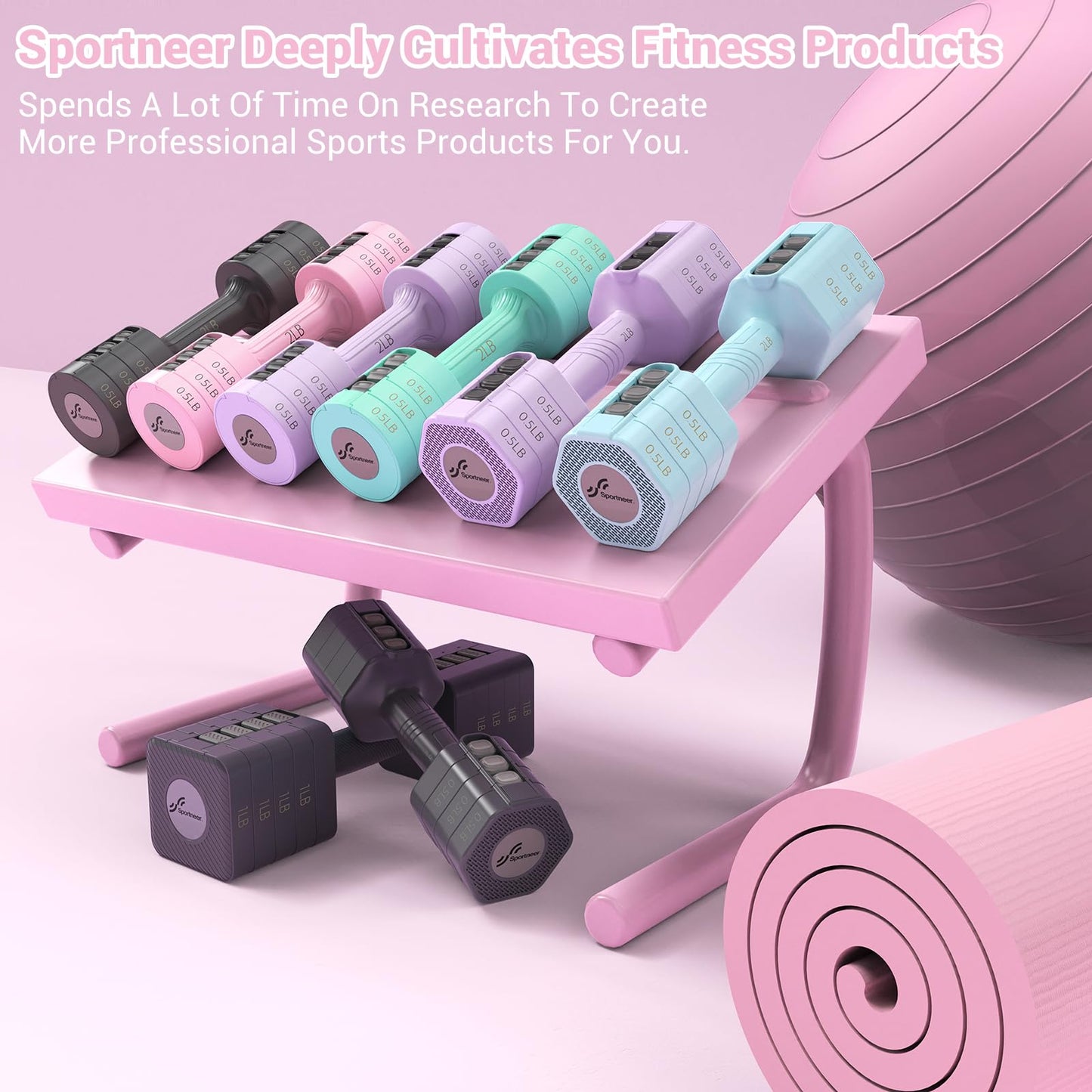 Adjustable Dumbbells Hand Weights Set: Sportneer 1 Pair 0.9-4.5KG (0.9-2.3KG) Fast Adjust Dumbbell Weight 6 In 1 Free Weights Barbells For Women Men Home Gym Workout Exercise Strength Training