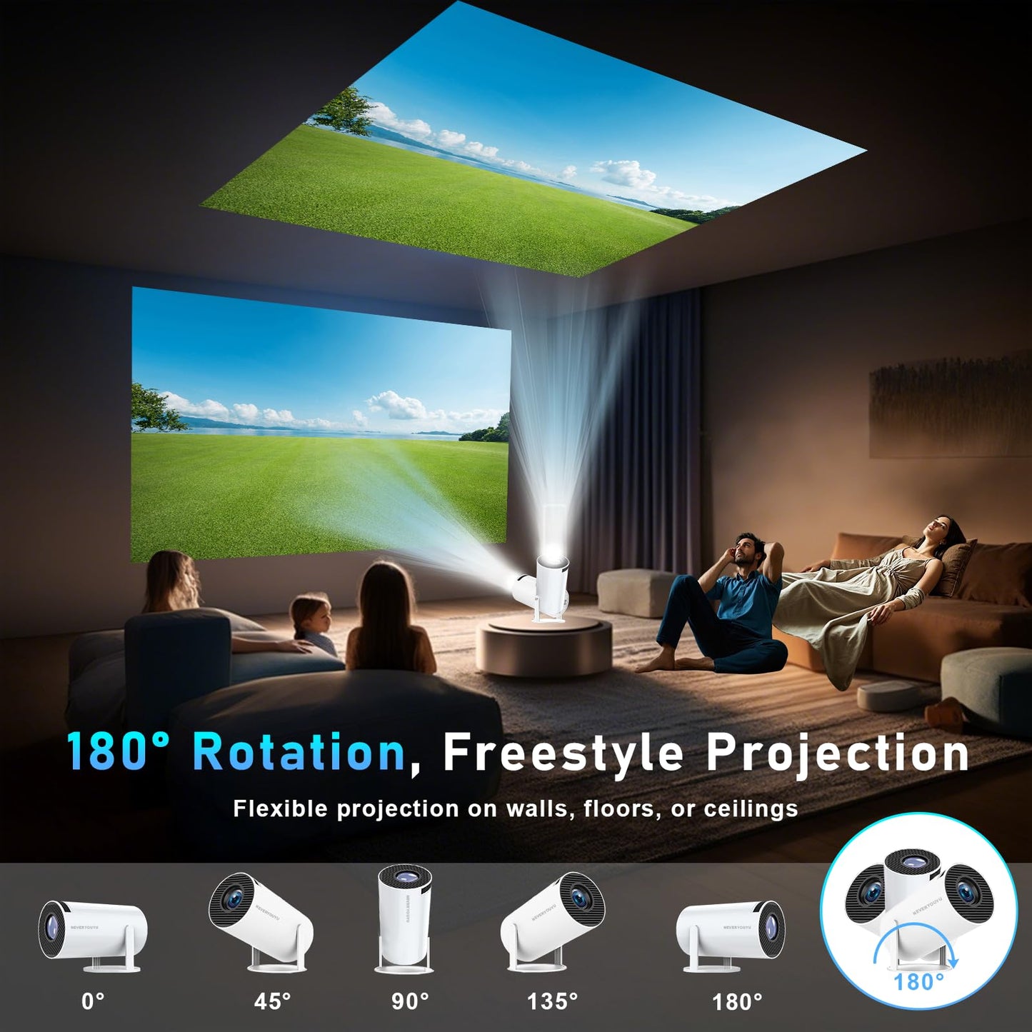 Arcade Vision Projector with Games Built in 36,000+ Retro Games, Gaming Video 2-IN-1 Projector 4K with 2 Wireless Controllers Gifts for Men/Teens/Kids
