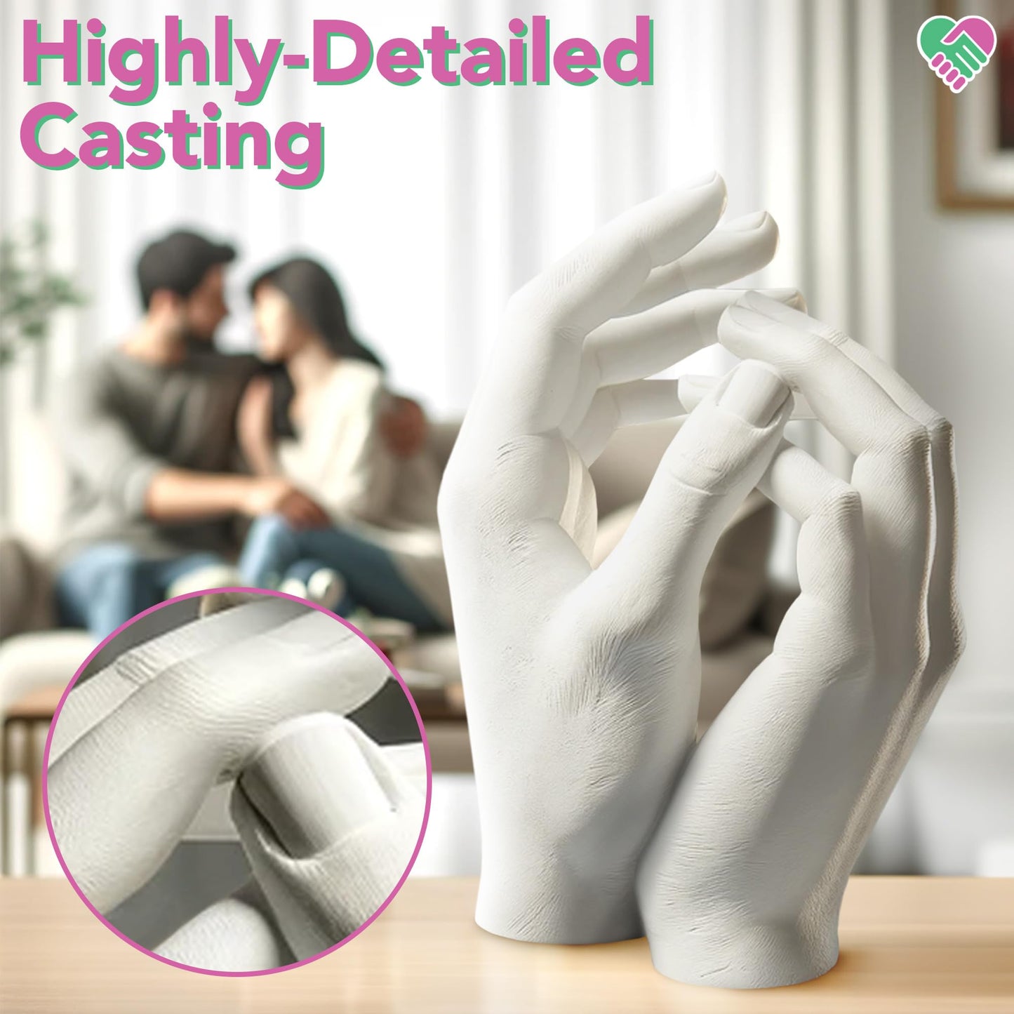 Luna Bean Hand Casting Kit – The Original Hand Mold Kit for Couples – Gifts for Mom, Mothers Day, Bridal Shower, Wedding, Anniversary for Women Men Boyfriend Girlfriend