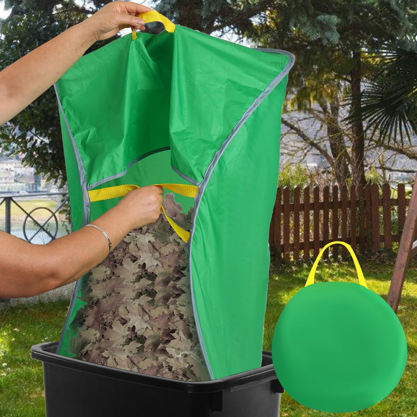 UQM Leaf Collector, Portable Pop Up Leaf Bags, Foldable Leaf Pick Up Tools Patent Number D1005635, Reusable Yard Garden Bags for Leaves Lawn Trash