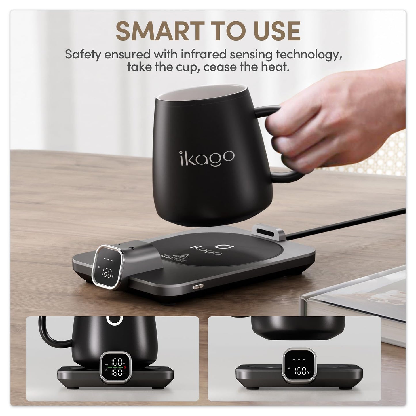 Smart Heated Coffee Mug Warmer & Mug Set - Heated Coffee Warmer with Auto Shut Off, 1°F Precise Temperature Control Coffee Warmer, Electric Mug Warmer for Desk, Birthday Gifts for Women and Men