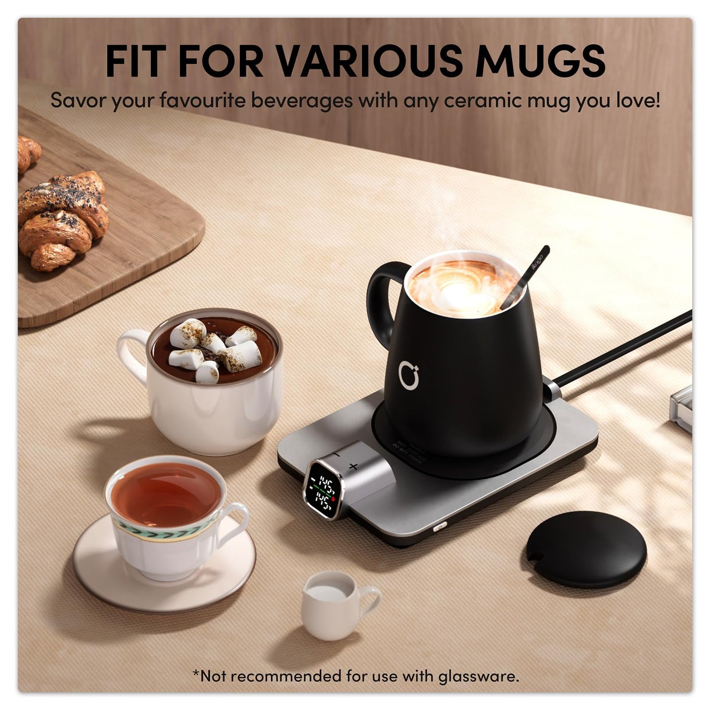 Smart Heated Coffee Mug Warmer & Mug Set - Heated Coffee Warmer with Auto Shut Off, 1°F Precise Temperature Control Coffee Warmer, Electric Mug Warmer for Desk, Birthday Gifts for Women and Men