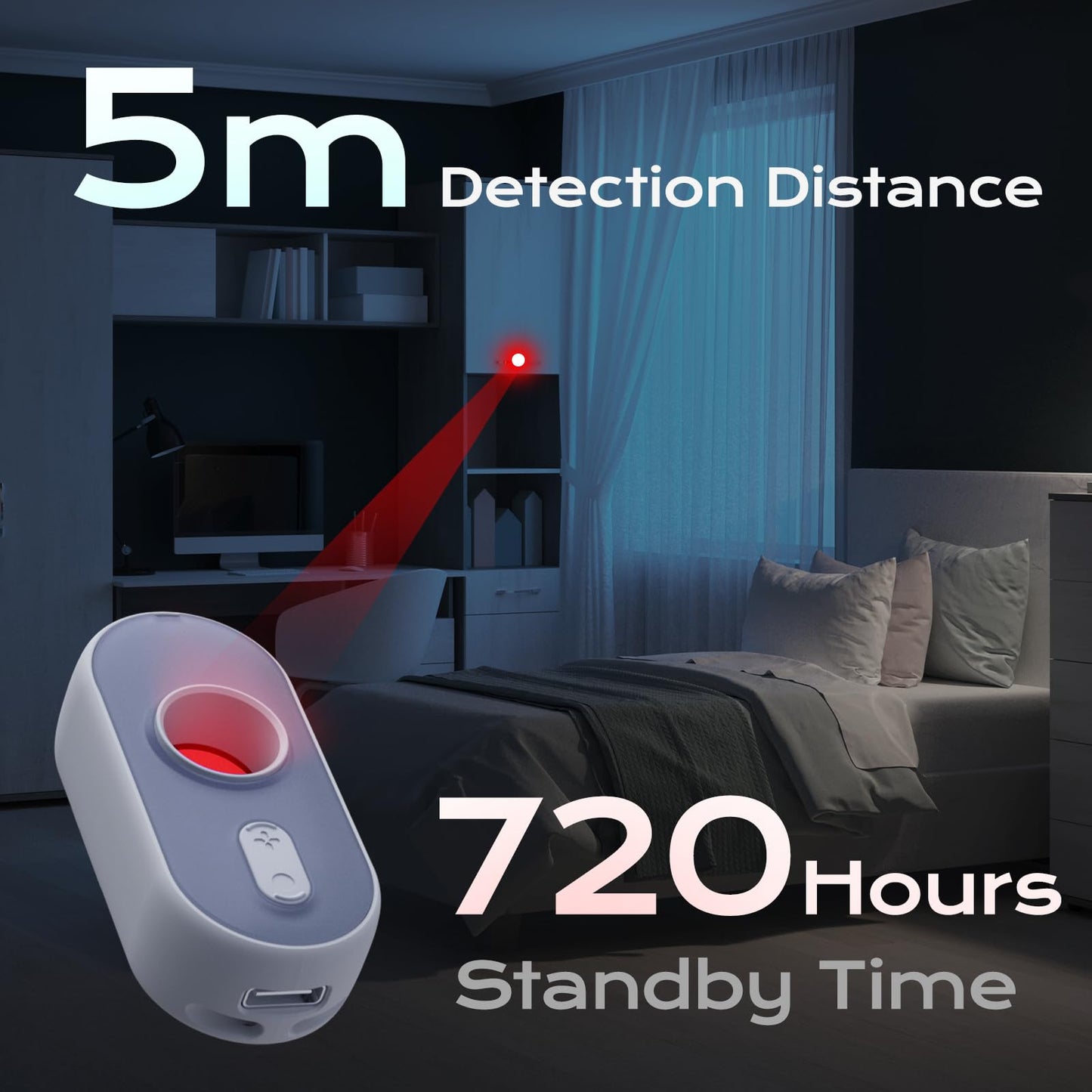 kacylzom 3-in-1 Hidden Camera Detector - Spy Camera Finder Hidden Bug Detector with Vibration Alarm & LED Flashlight for Home, Office, Hotel & Travel – Ultimate Anti-Spy Security Gadget(1 Pack)