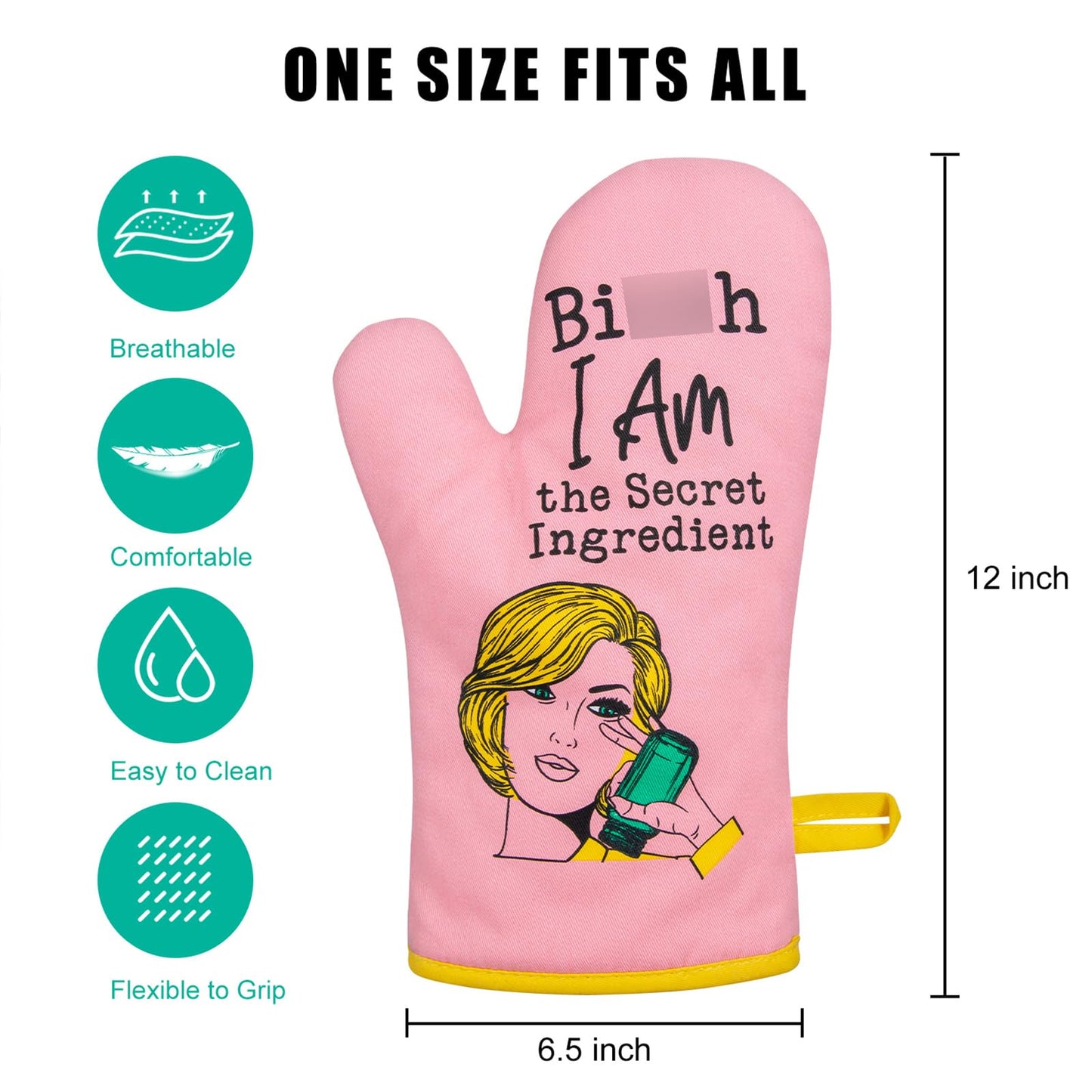 Miracu Oven Mitt, Funny Kitchen Cooking Oven Mitts, Pink Kitchen Accessories, Baker Stuff, Baking Gifts for Women, House Warming Gifts New Home, Mothers Day Birthday Housewarming Present for Women Mom