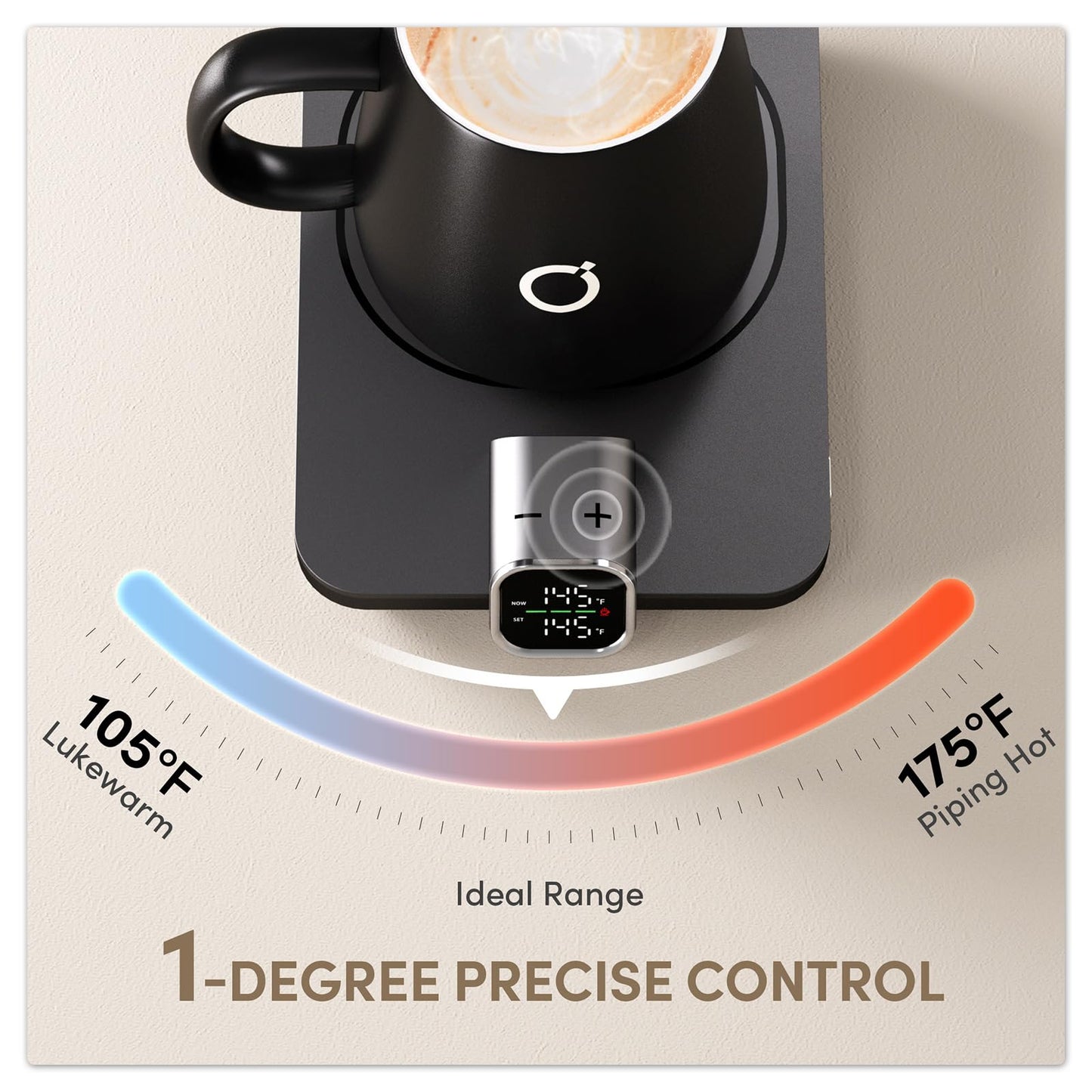 Smart Heated Coffee Mug Warmer & Mug Set - Heated Coffee Warmer with Auto Shut Off, 1°F Precise Temperature Control Coffee Warmer, Electric Mug Warmer for Desk, Birthday Gifts for Women and Men