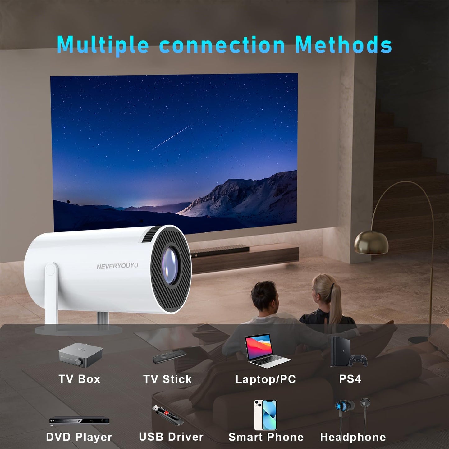 Arcade Vision Projector with Games Built in 36,000+ Retro Games, Gaming Video 2-IN-1 Projector 4K with 2 Wireless Controllers Gifts for Men/Teens/Kids