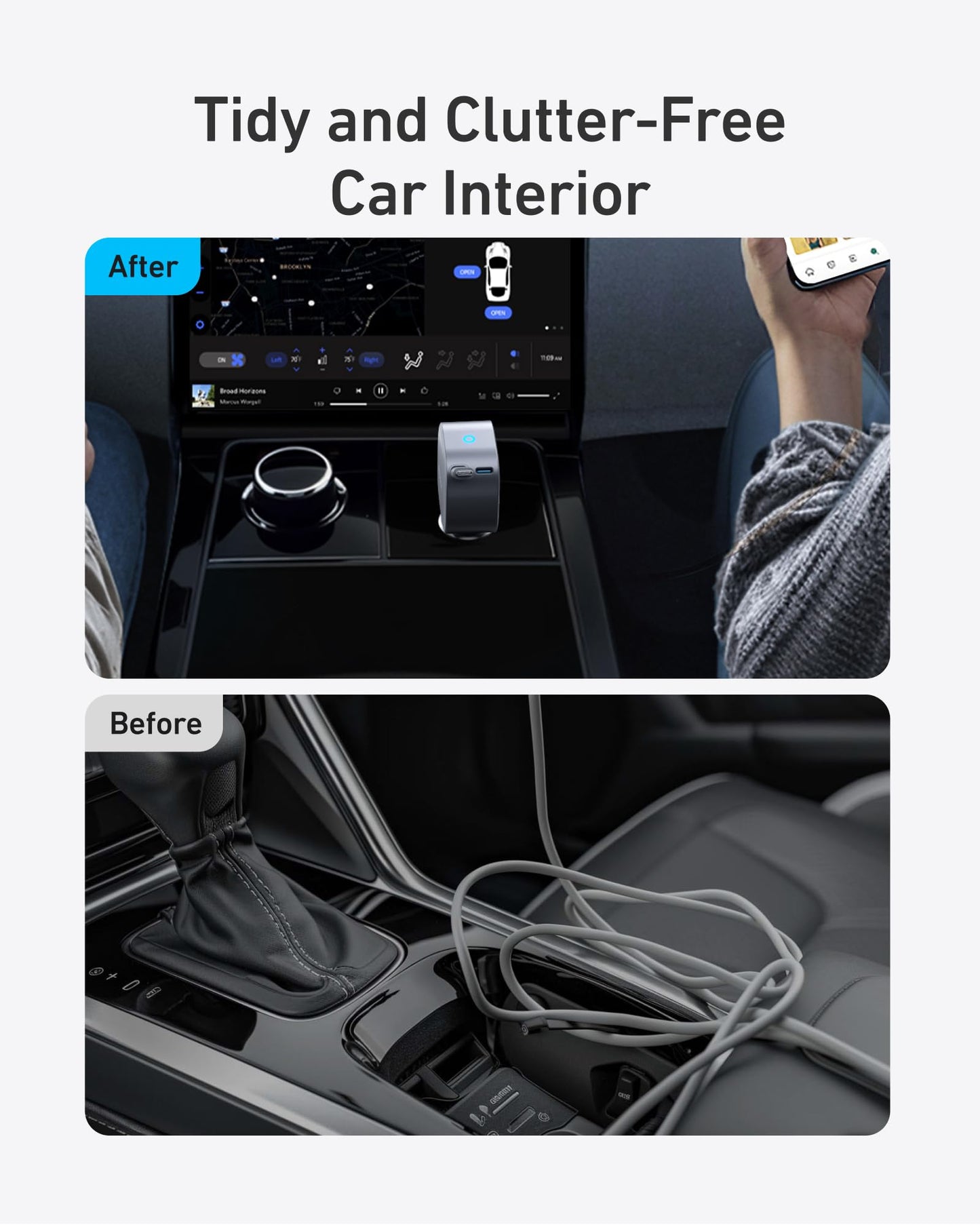 Anker USB-C Car Charger, 75W Max, Ultra-Compact, Type-C Fast Charger with Built-in Retractable USB-C Cable, Car Adapter for iPhone 16/15 Series, MacBook Pro/Air, iPad, Galaxy, AirPods, and More