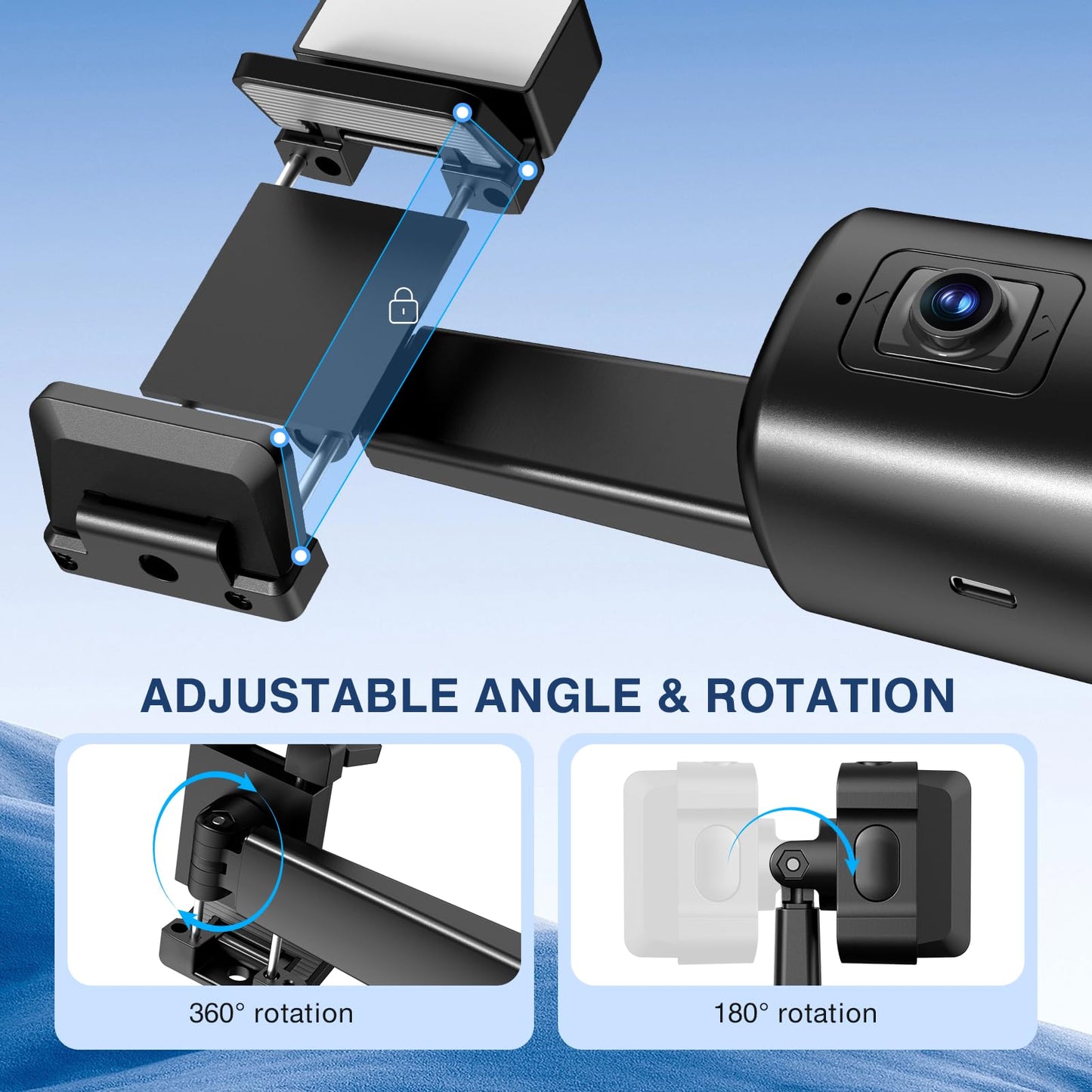 Auto Face Tracking Tripod 360° Rotating Auto Tracking Phone Stand, No App, Phone Camera Stand with Remote and Gesture Control, Rechargeable Smart Shooting Stand for Live Video Recording Tiktok(Black)
