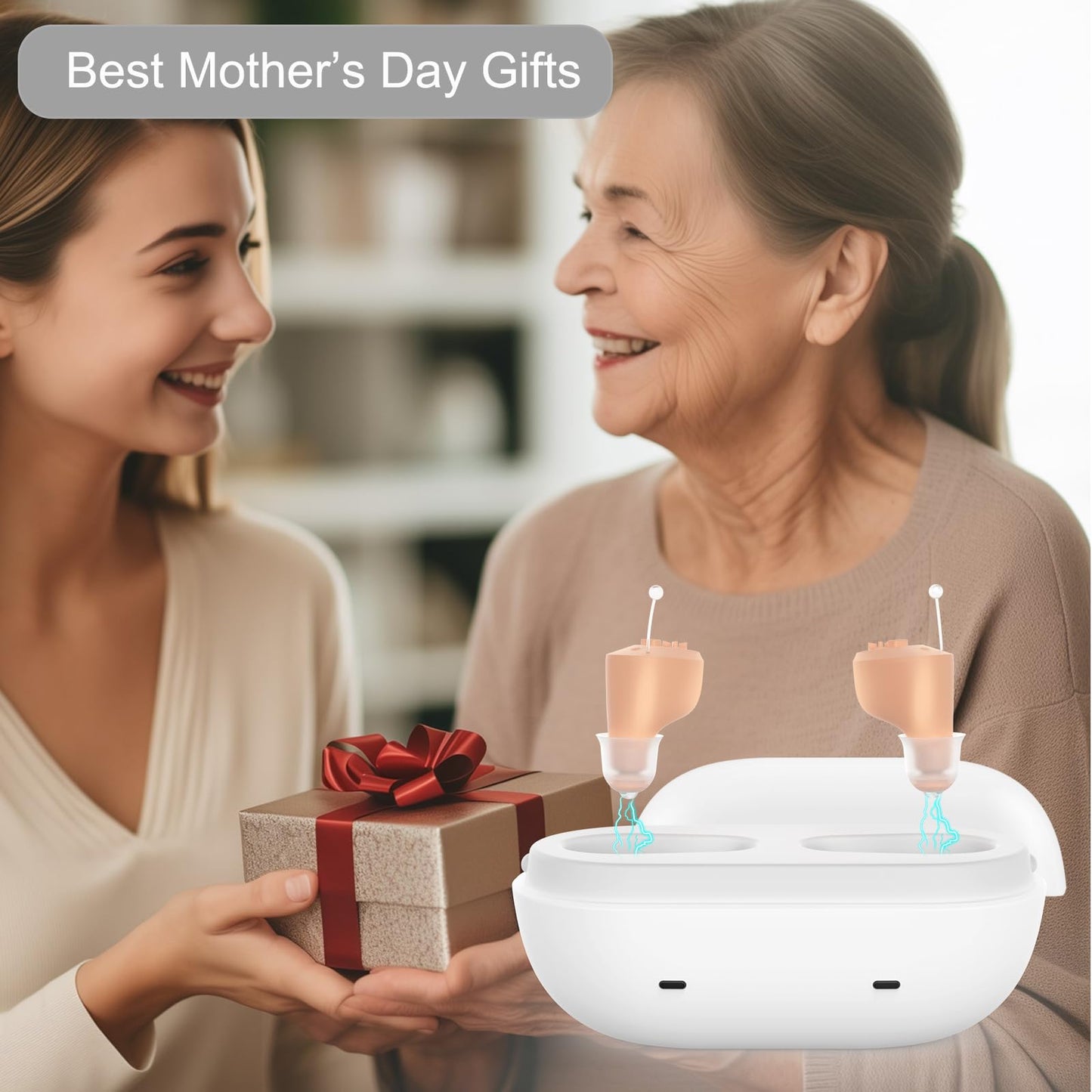 Rechargeable Hearing Aids for Seniors Adults, OTC In-the-Ear Hearing Aid Not Amplifier, Hearing Aides for Men Women Hearing Loss, Invisible Hearing Ear Buds Earbuds, Useful Elderly Gifts
