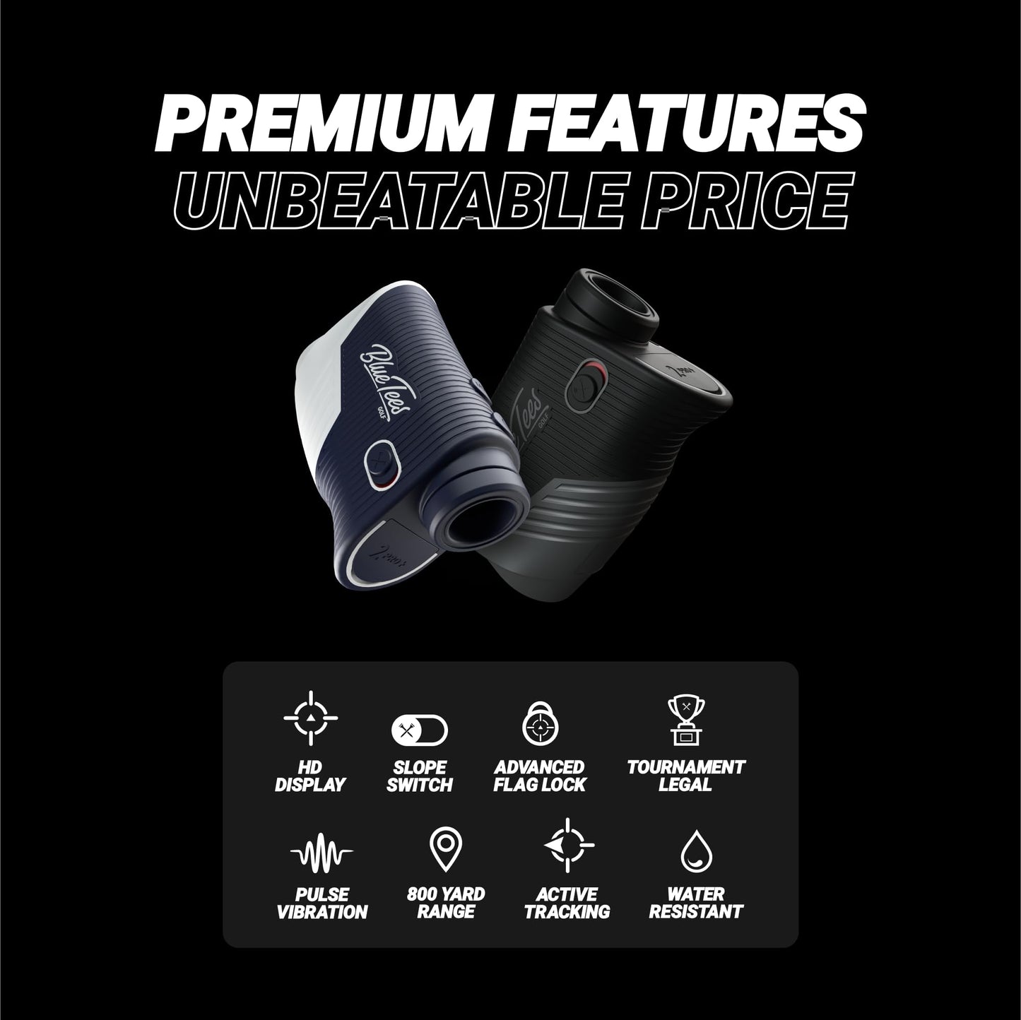 Blue Tees Golf Series 2 Pro Plus Golf Rangefinder with Slope Switch - 800 Yards Range Finder, 6X Magnification Laser Rangefinder, Advanced Flag Pole Locking with Pulse Vibration