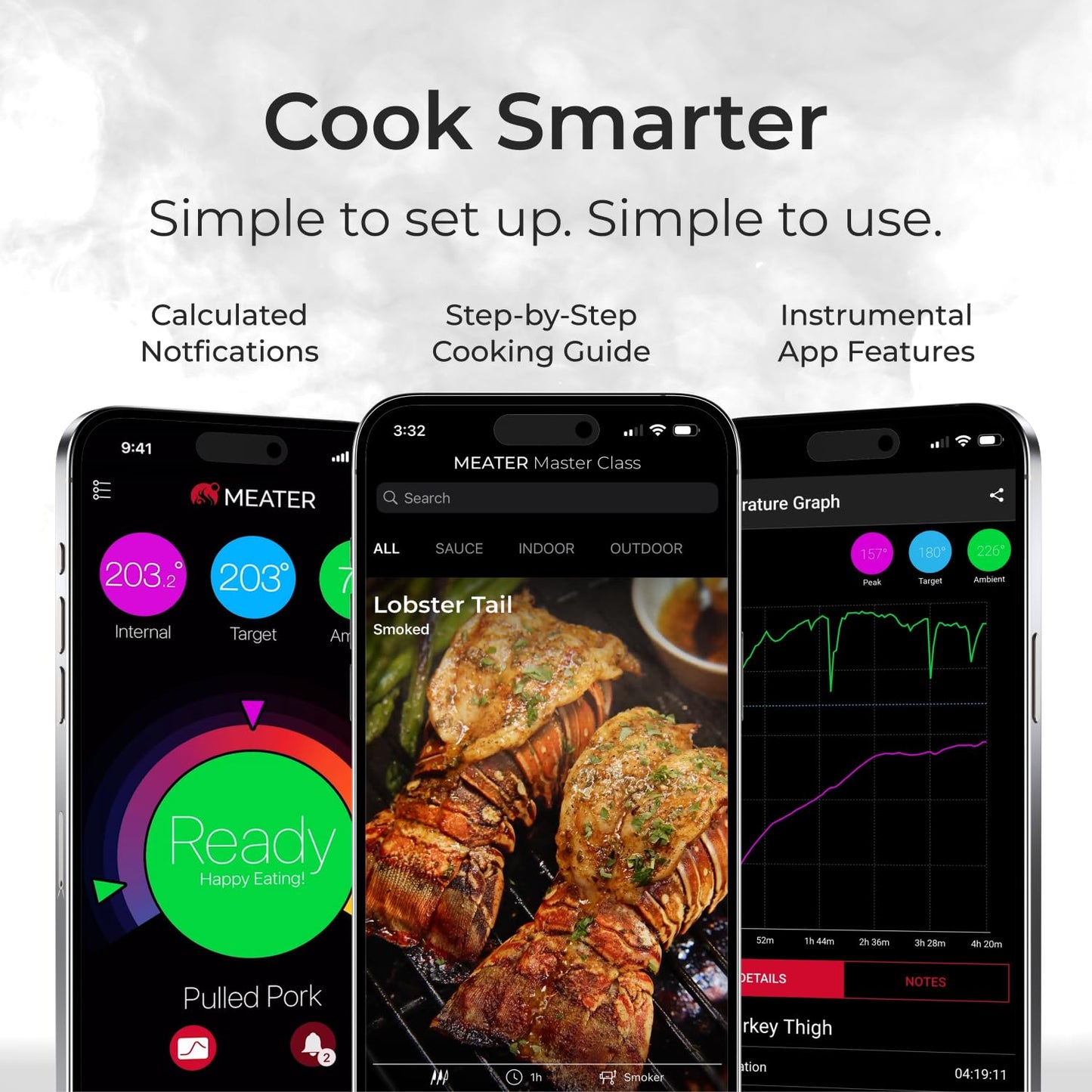 MEATER SE: Smart Bluetooth Meat Thermometer | Long-Range Wireless Probe for Oven, Grilling, Smoking, BBQ & Air Fryer | Dual Sensors & Guided Cook System | Black Charger