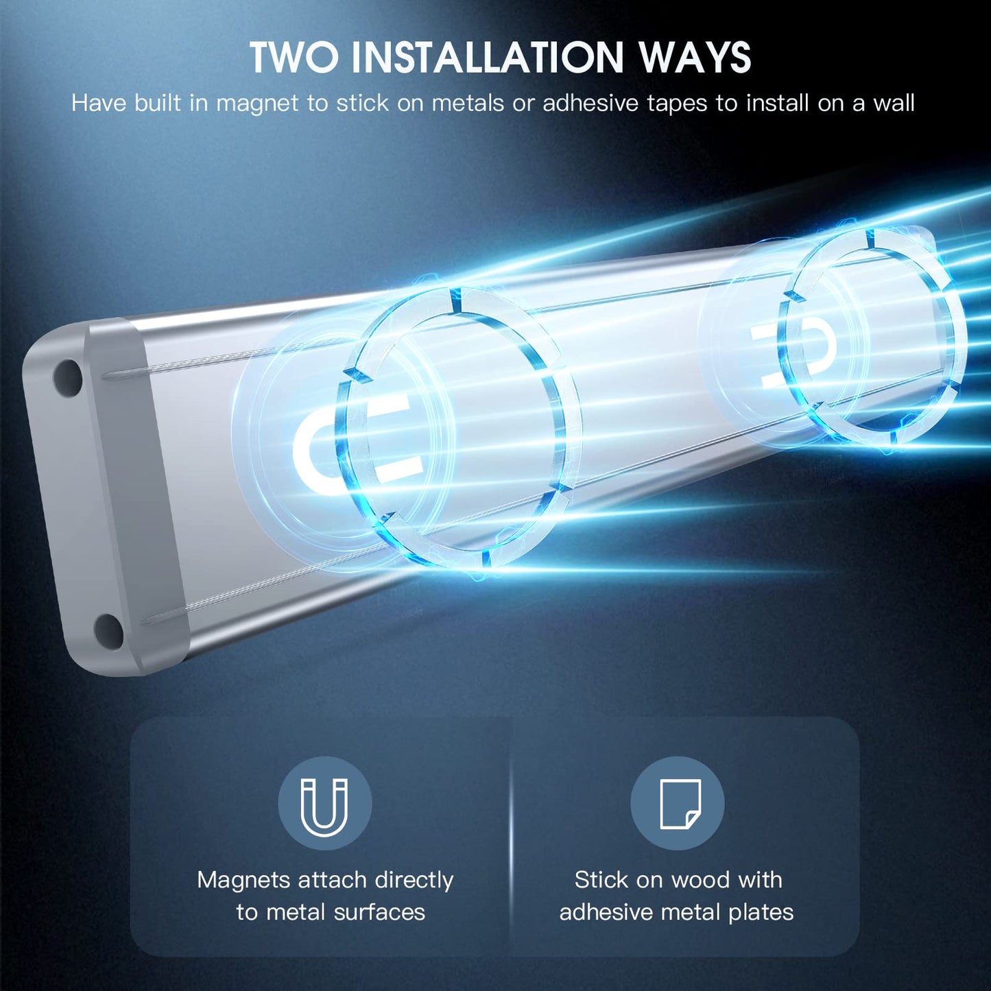Under Cabinet Lighting,40 LED Rechargeable Battery Operated Motion Sensor Light Indoor, 2 Pack Magnetic Dimmable Closet Lights, Wireless Under Counter Lights for Kitchen, Stairs