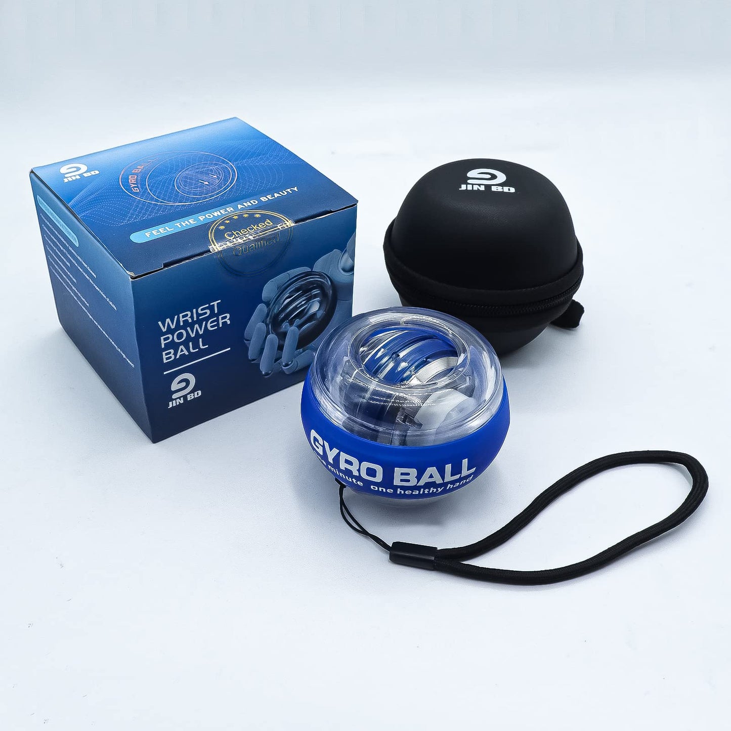 JIN BD Wrist Trainer Ball Auto-Start Strengthener Gyroscopic Forearm Exerciser Gyro for Strengthen Arms, Fingers, Bones and Muscles with LED Light,Blue