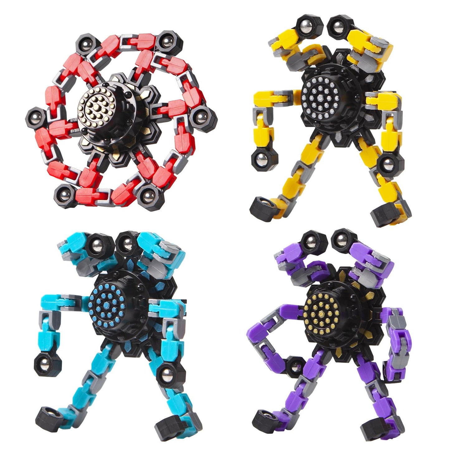 Gokeey Easter Basket Stuffers Transformable Fidget Spinners 4 Pcs for Kids and Adults Stress Relief Sensory Toys for Boys and Girls Fingertip Gyros for Party Favors Stocking Stuffers Bulk for Kids