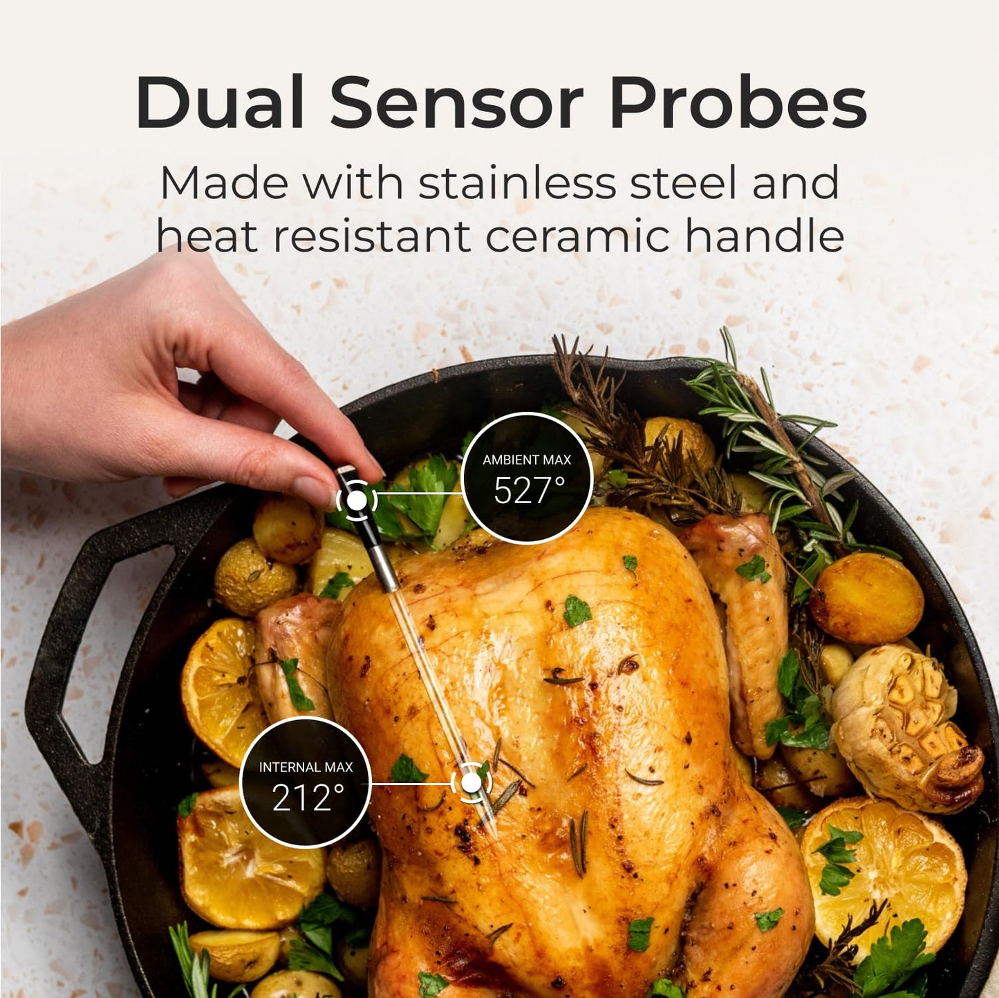 MEATER SE: Smart Bluetooth Meat Thermometer | Long-Range Wireless Probe for Oven, Grilling, Smoking, BBQ & Air Fryer | Dual Sensors & Guided Cook System | Black Charger