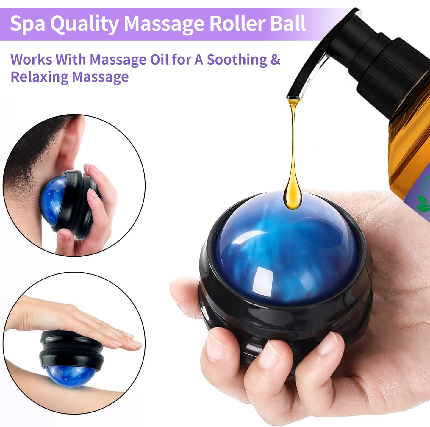 Mothers Day Gifts for Wife-3 Pack Massage Oil for Massage Therapy,Sore Muscle Arnica Oil & Lavender Oil & Ginger Oil Lymphatic Drainage & Massage Ball,Gifts for Her Him,Birthday Gifts for Men Women