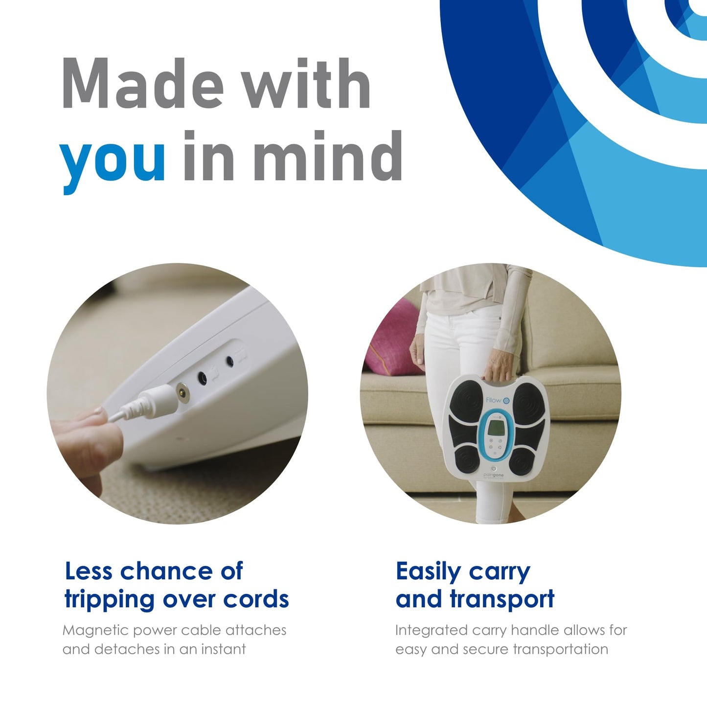 Paingone Fllow EMS Medical Device - Circulation Stimulator - Legs & Feet - 150 Intensity Levels - Muscle Booster Therapy - Remote Control - Relax Muscles & Relieves Pain - Lightweight & Portable