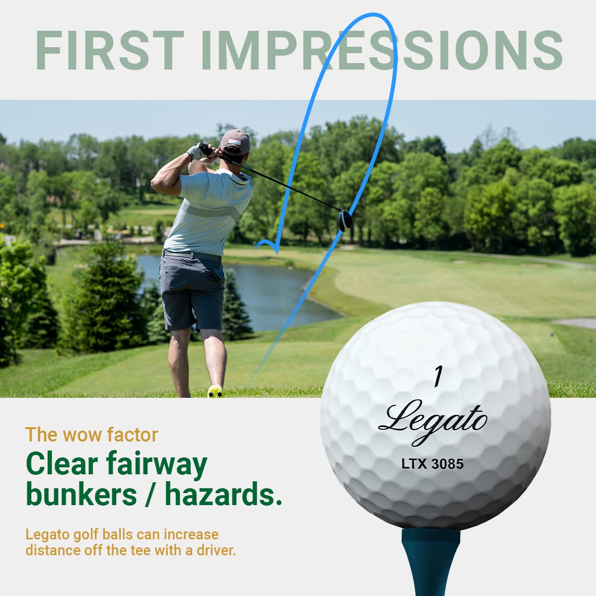 Legato Golf Balls LTX3085 | Designed to Help Golfers Break 90 | Maximized Distance with Soft Feel | 3 Piece | Urethane Cover | 85 Compression