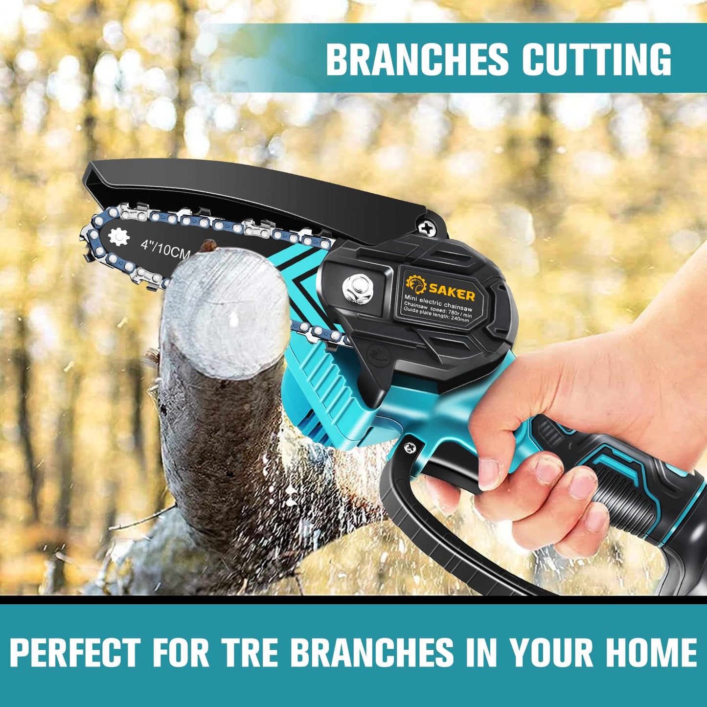 Saker Mini Chainsaw,Portable Electric Chainsaws Cordless,Handheld Chain Saw Pruning Shears Chain Saws for Tree Branches,Courtyard,Household and Garden Father's Day Gift for Men Dad Husband Women