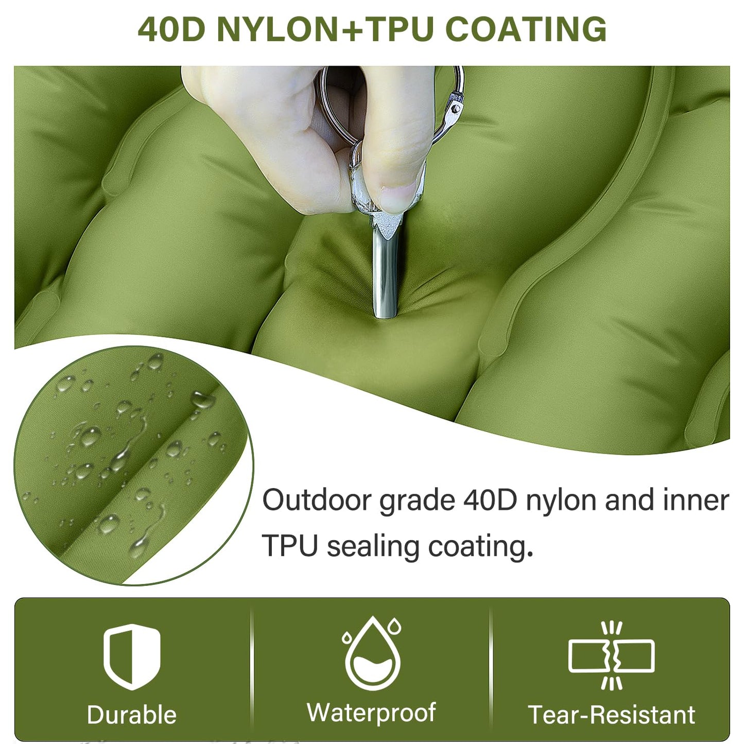 Yuzonc Camping Sleeping Pad, Ultralight Camping Mat with Pillow Built-in Foot Pump Inflatable Sleeping Pads Compact for Camping Backpacking Hiking Traveling Tent