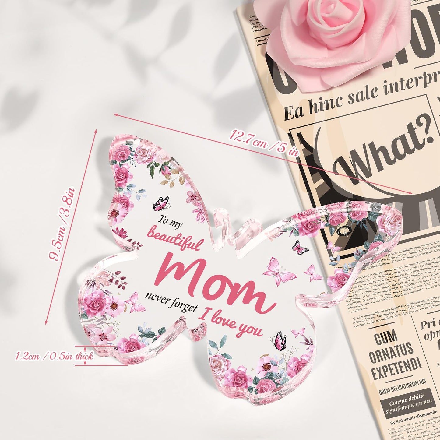 Mothers Day Gifts for Mom from Daughter Son: Eletorot Unique Mom Birthday Gifts, Butterfly-Shaped Acrylic Keepsake Decorations, 5x3.8 inch Christmas Presents Ideas for Love Mom Grandma Wife