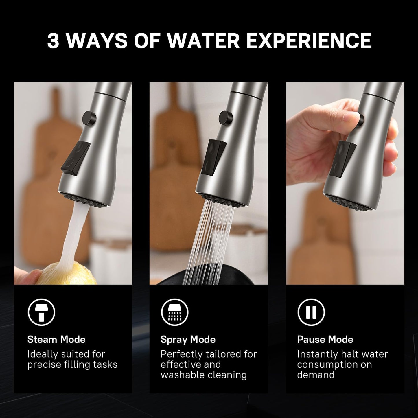 WEWE Single Handle High Arc Brushed Nickel Pull Out Kitchen Faucet,Single Level Stainless Steel Kitchen Sink Faucets with Pull Down Sprayer,Suitable for Laundry Rv Bar