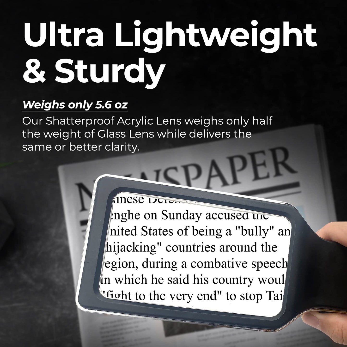 MagniPros Patented 6X Rechargeable Magnifying Glass with 3 Color Light Modes & Anti-Glare Lens - Relieve Eye Strain | Perfect for Low Vision Seniors, Macular Degeneration & Fine Print