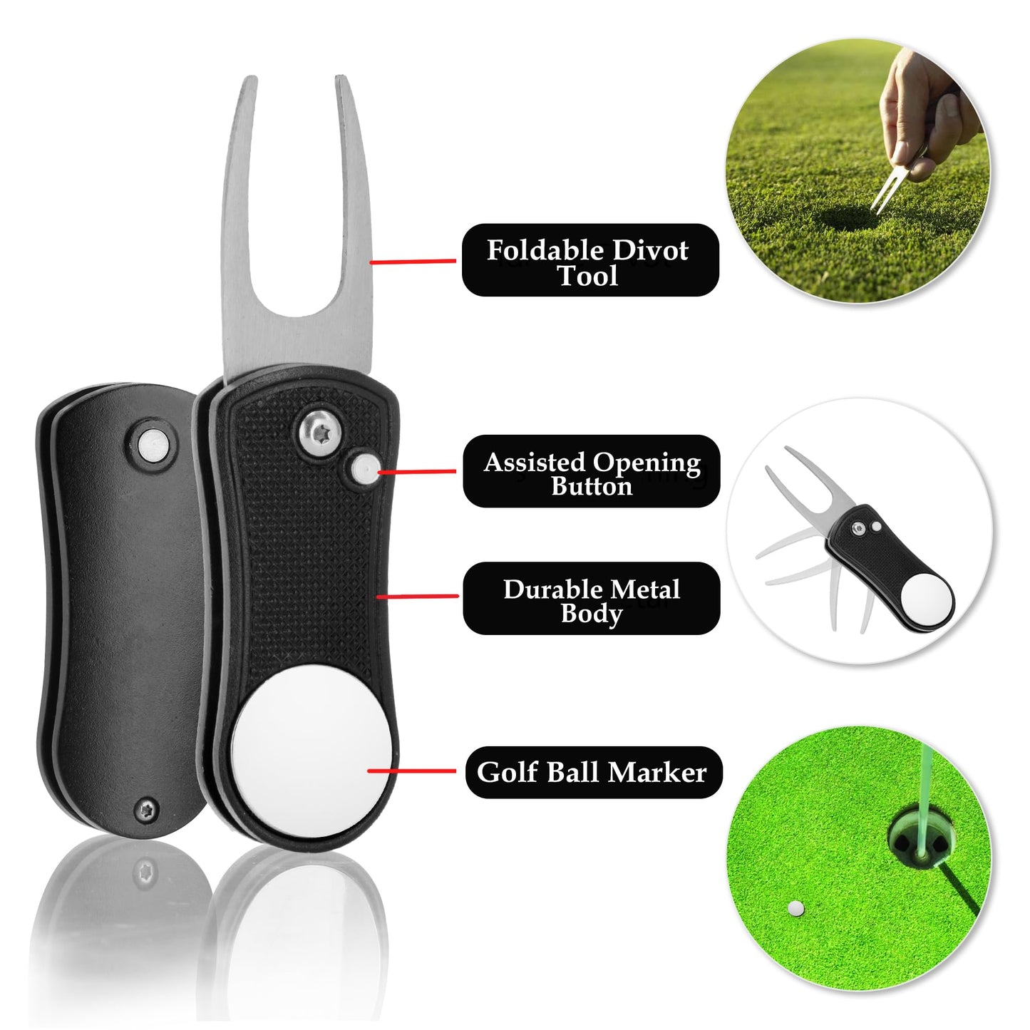 Golf-EZ Golf Essentials Kit | Must Have Golf Accessories - Golf Water Brush, Golf Towel, Golf Club Brush, Golf Ball Marker, Divot Repair Tool, Golf Ball & Golf Tee Holder, Golf Gifts for Men