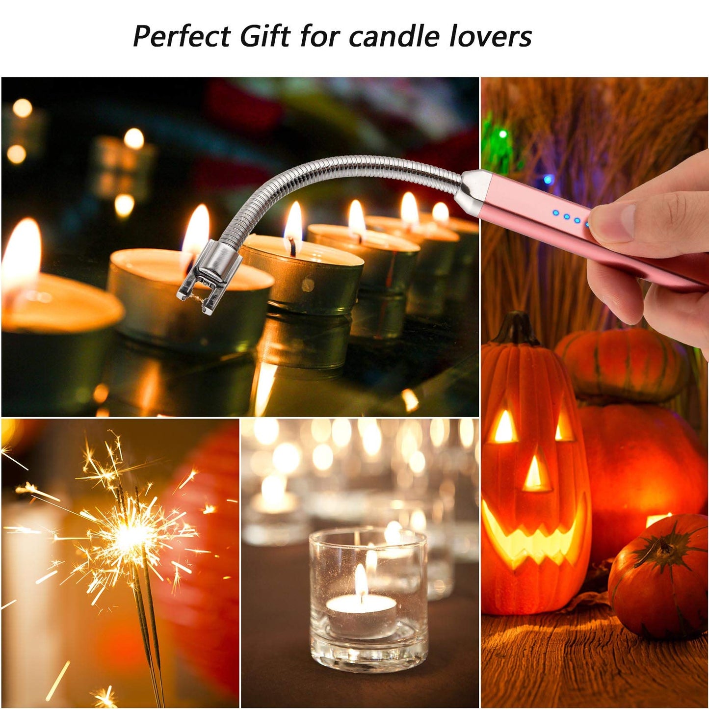 MEIRUBY Electric Candle Lighter Birthday Mother‘s Day Gifts for Mom from Daughter Son, USB Arc Rechargeable Windproof Long Lighter for Candle, Gift for Mom Women Men Wife Sister