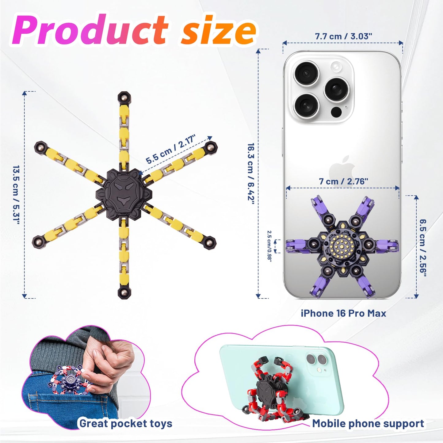 Gokeey Easter Basket Stuffers Transformable Fidget Spinners 4 Pcs for Kids and Adults Stress Relief Sensory Toys for Boys and Girls Fingertip Gyros for Party Favors Stocking Stuffers Bulk for Kids