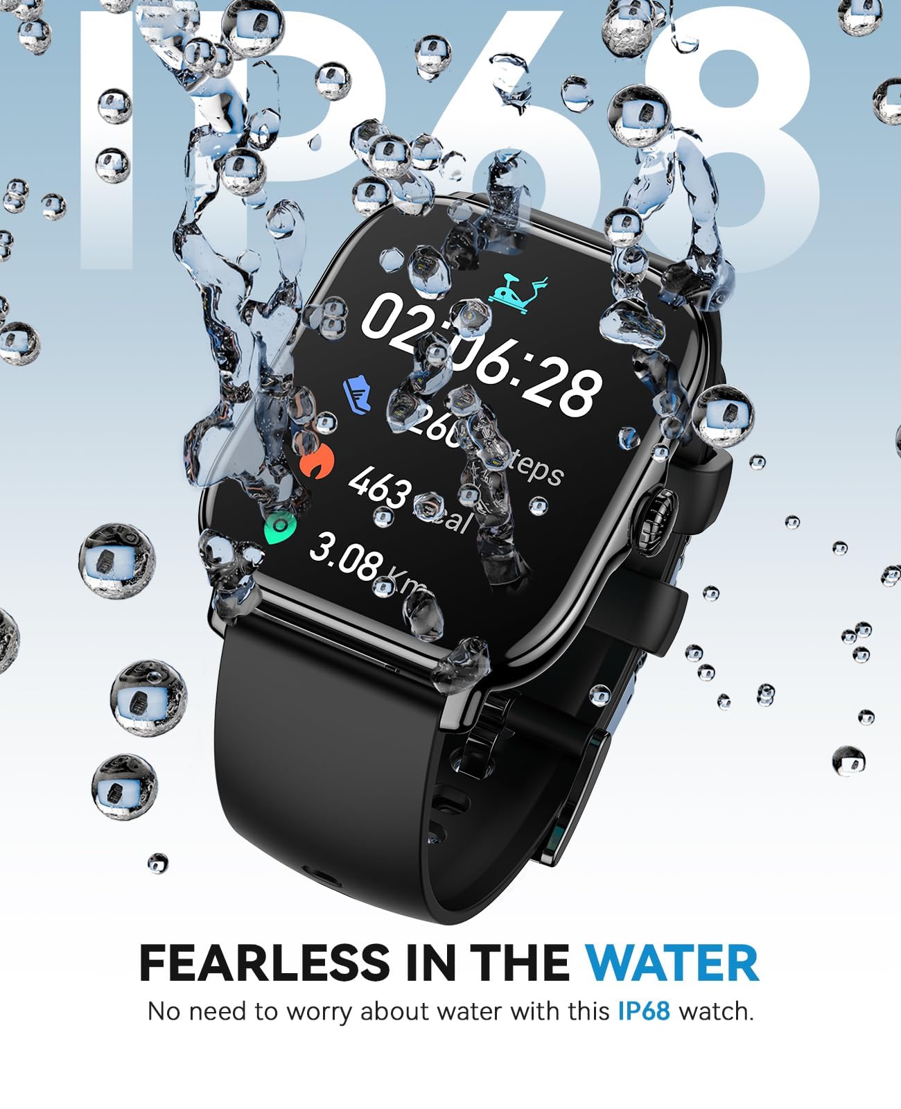 Smart Watch for Women Men- Answer/Make Call, 2025 IP68 Waterproof Fitness Step Sleep Tracker Watch with Monitor Activity Counter Smartwatch for Andriod iPhone iOS Samsung Compatible