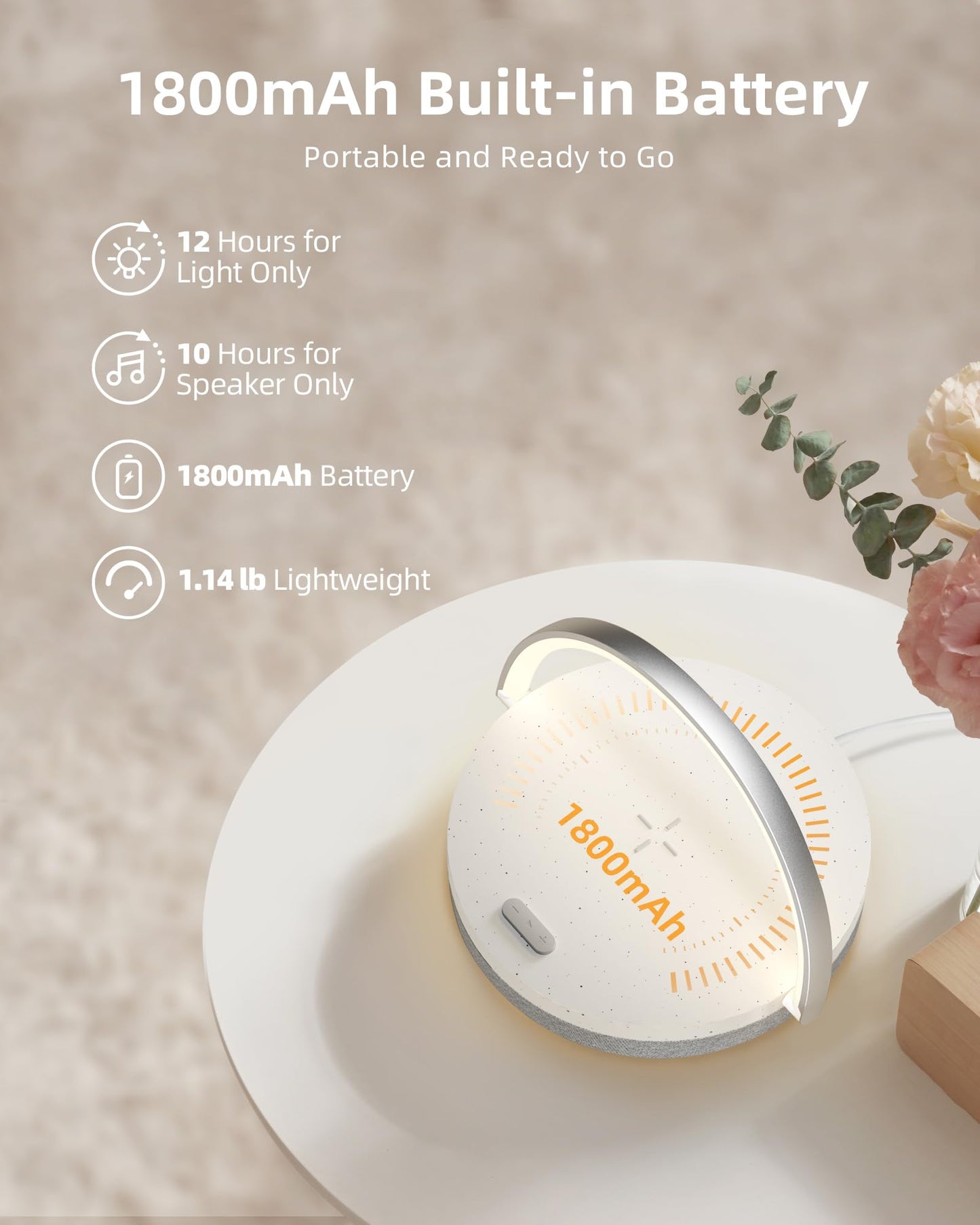 EZVALO Gift for Her, Music Table Lamp with Wireless Charger, 4 in 1 Touch Bedside Lamp, Portable Bluetooth Speaker, Phone Holder, Dimmable LED Night Lights Birthday Gifts for Women, Men, Dad, Mom