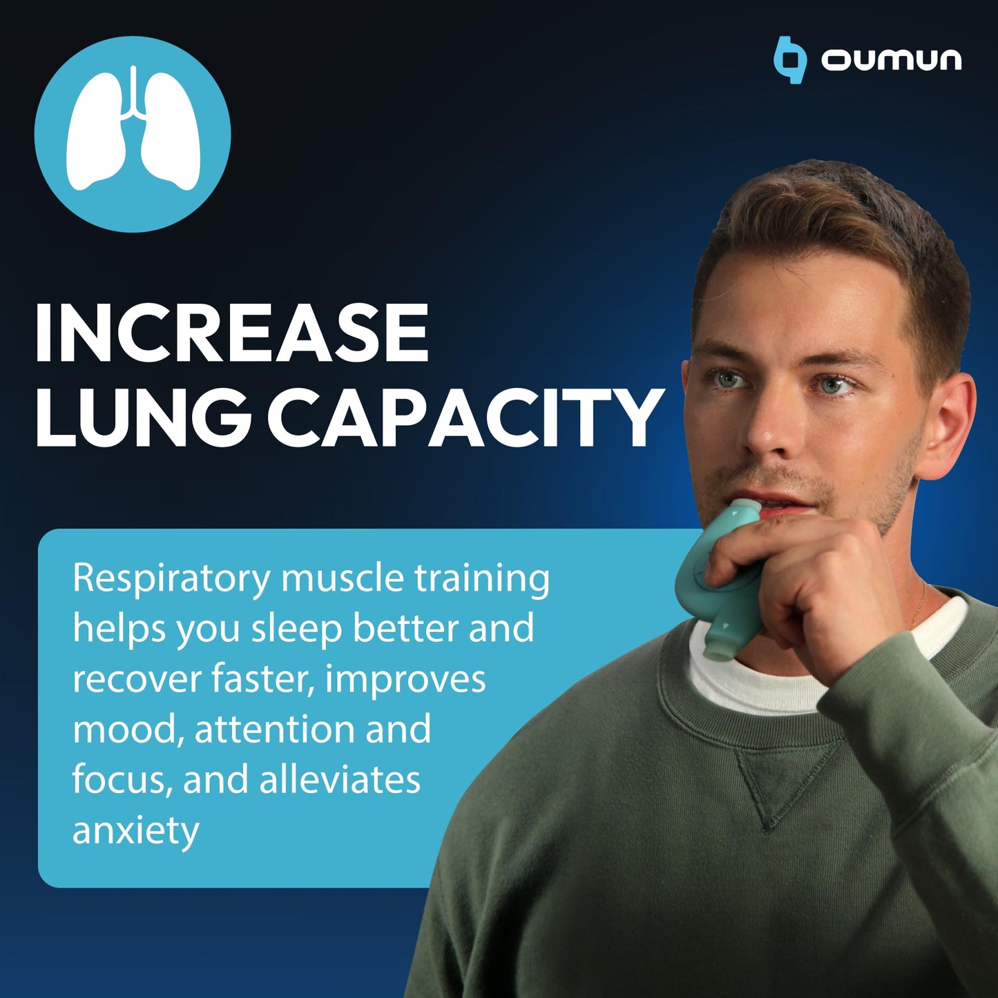 Oumua Smart Breathing Trainer | Lung Trainer with AI-Powered Oumua App | Lung Exerciser Device 30+ Training Protocols to Improve Wellbeing and Athletic Perfrormance