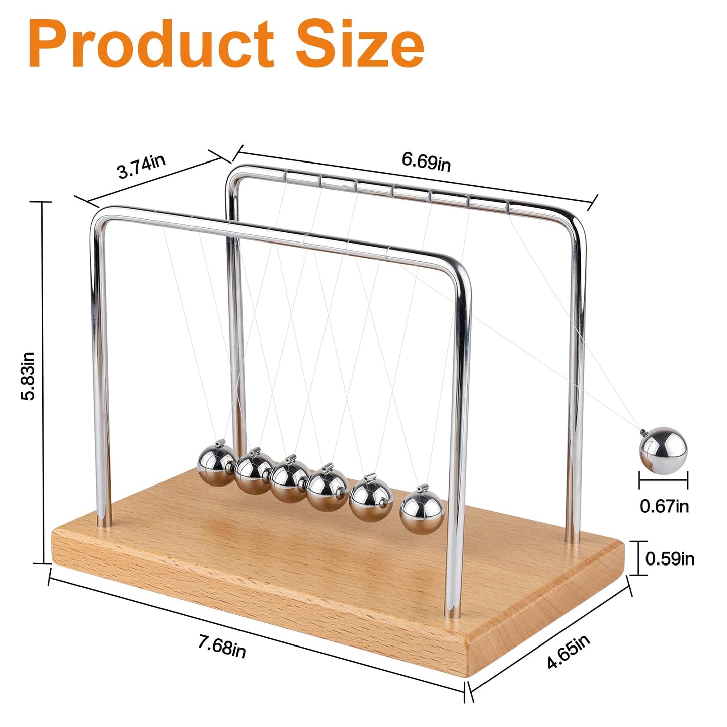 Smilesorg Newton's Cradle Balance Balls Fascinating Physics Gadget for Home and Office 7 Beads