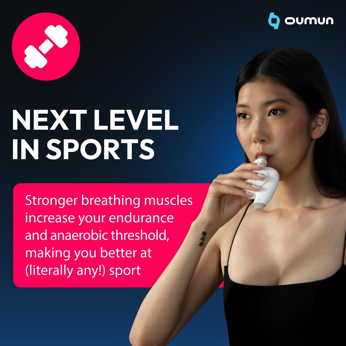 Oumua Smart Breathing Trainer | Lung Trainer with AI-Powered Oumua App | Lung Exerciser Device 30+ Training Protocols to Improve Wellbeing and Athletic Perfrormance