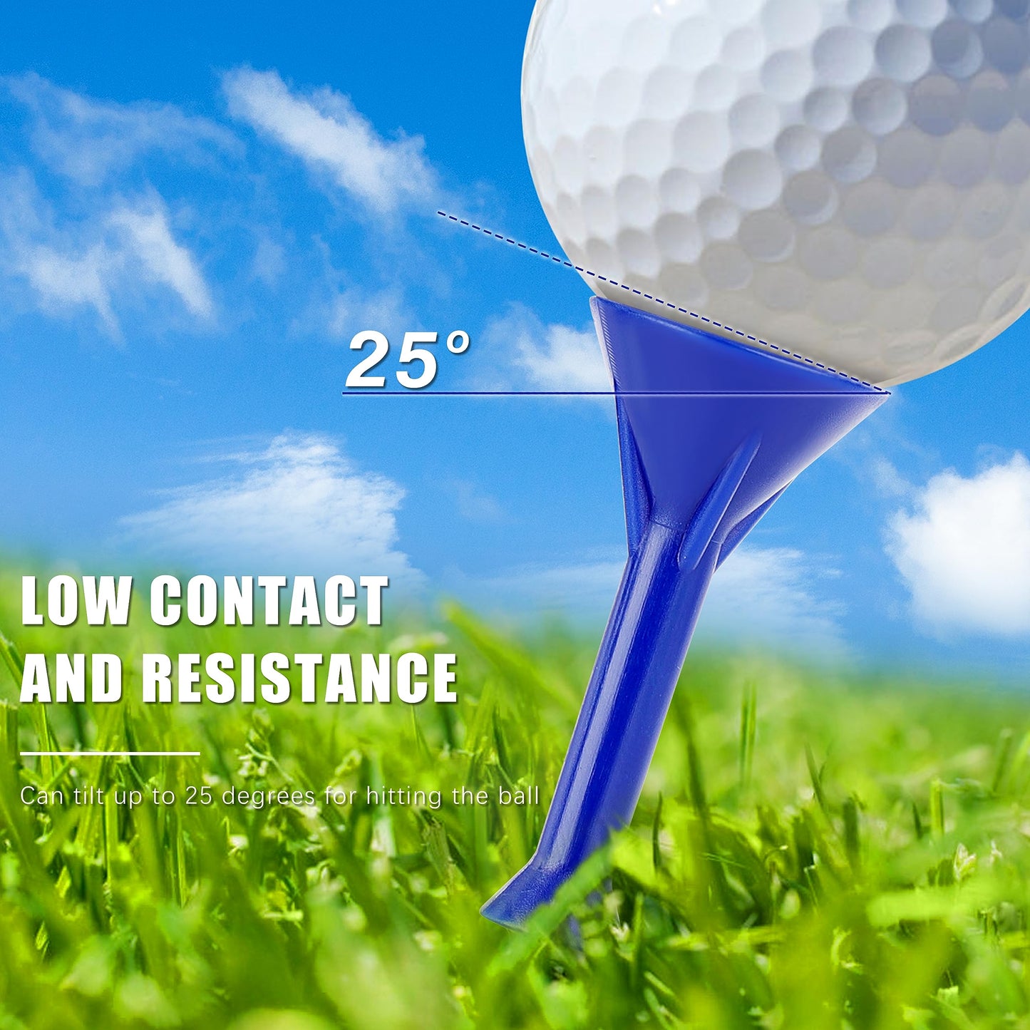 CHAMPKEY 3-1/4" Premium Plastic Golf Tees|Excellent Durability and Stability Tees | Choose Between 25 Pack and 50 Pack