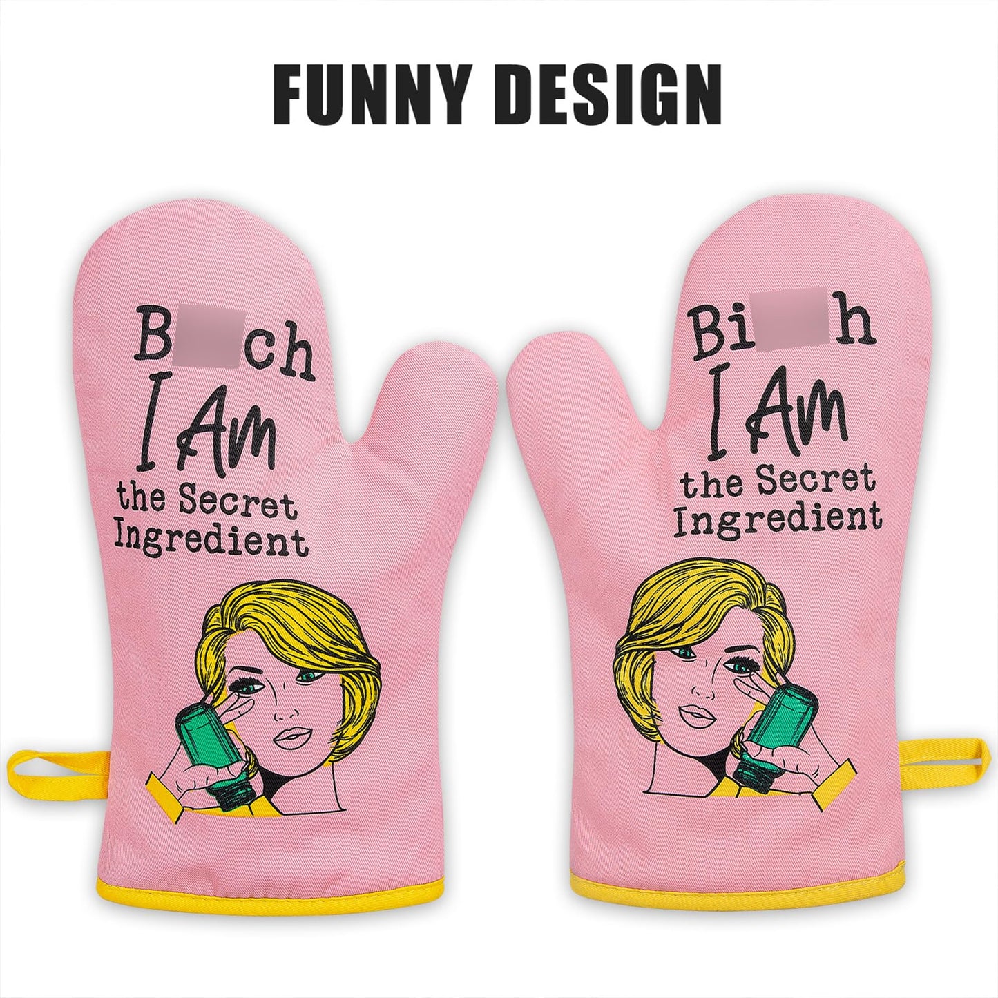 Miracu Oven Mitt, Funny Kitchen Cooking Oven Mitts, Pink Kitchen Accessories, Baker Stuff, Baking Gifts for Women, House Warming Gifts New Home, Mothers Day Birthday Housewarming Present for Women Mom