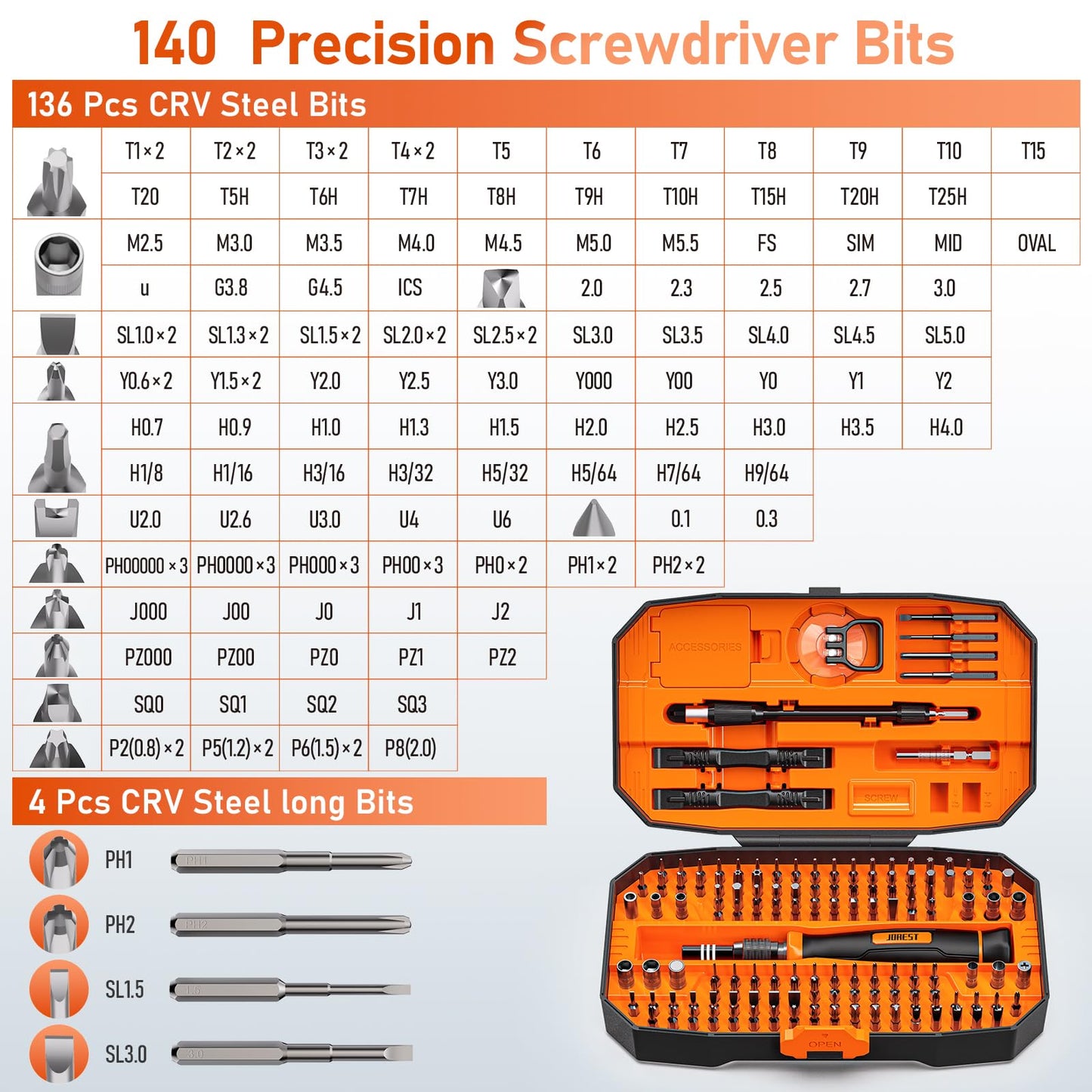 JOREST 152 in 1 Precision Screwdriver Set, Tool Gifts for Men, Magnetic Tool Kit with Torx Triwing Bits, Repair for Electronics,Macbook, Laptop, PC, RC, PS5, iphone,Jewelers, XBOX, Glasses