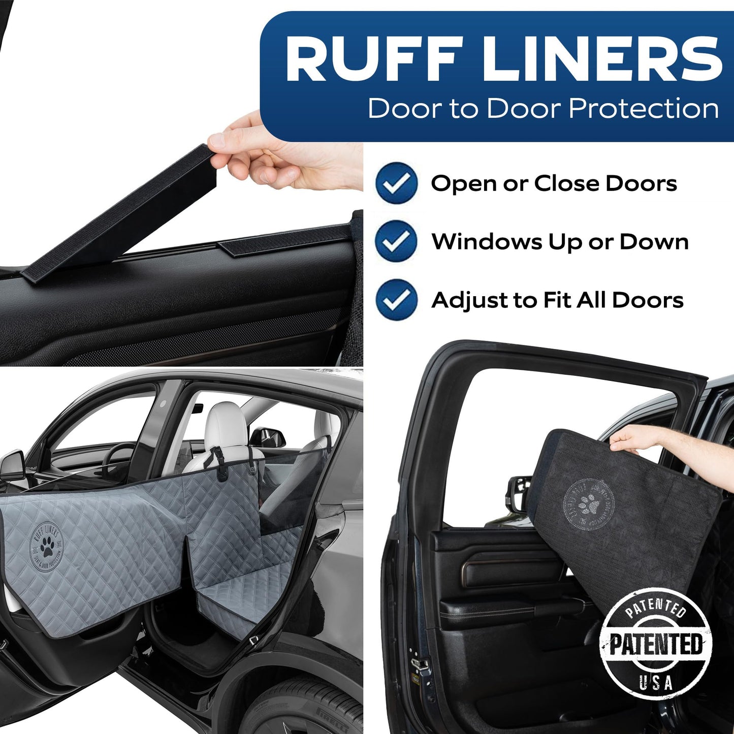 Ruff Liners Dog Hammock for Car Back Seat Cover, Medium 2024 Gray – Give Your Pup More Room to Relax – Waterproof, Solid Door Protection, & Machine-Washable – Quality Truck Back Seat Cover for Dogs