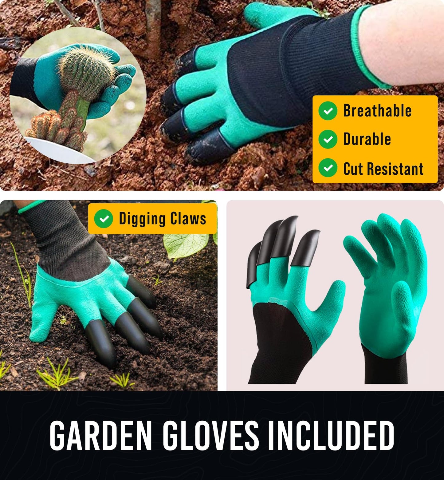GROWIT Heavy Duty Gardening Tools - 22-Piece Gardening Gifts for Women, Mom, Men - Durable, Ergonomic Garden Tool Set