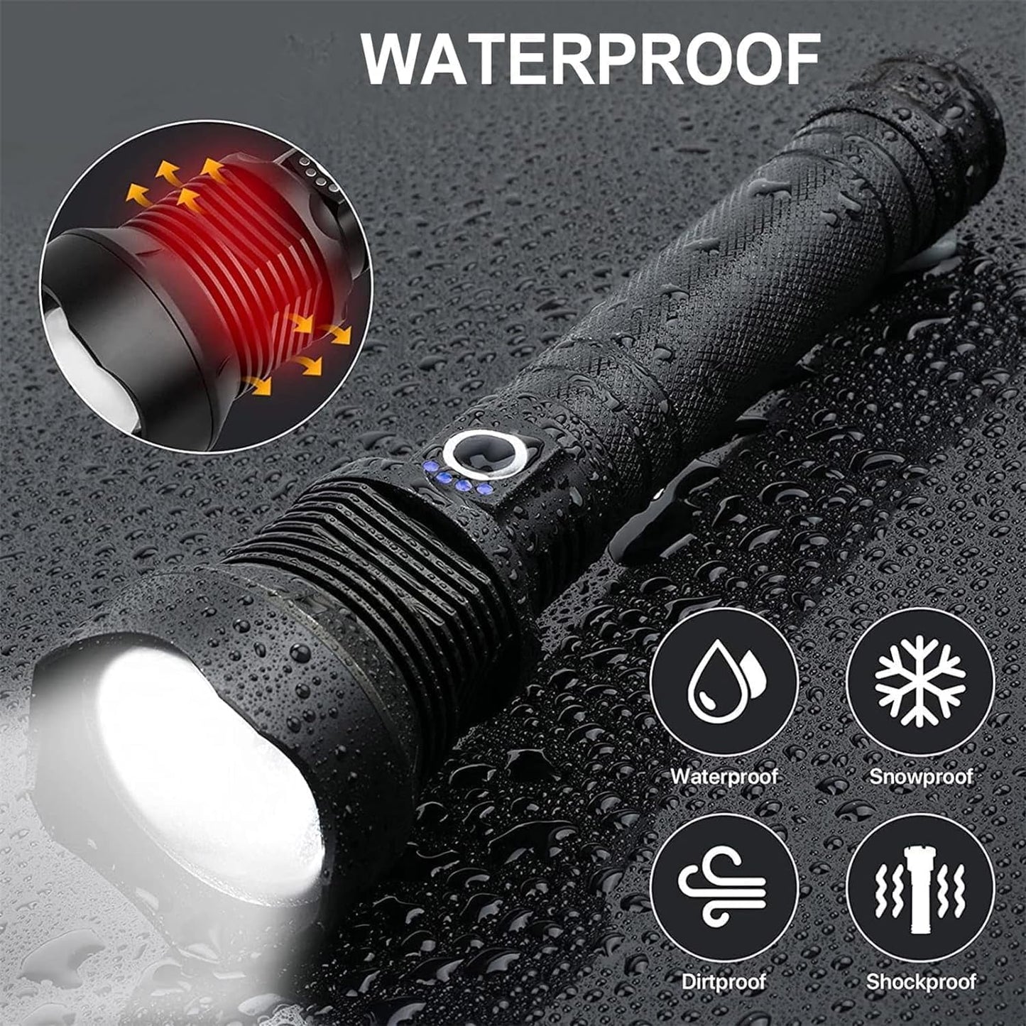 OMALIGHT Rechargeable LED Flashlight, 990000 Lumens XHP90.2 Super Bright Tactical Flashlights with Zoomable 5 Modes Waterproof Flash Light for Camping Emergencies Outdoor Indoor