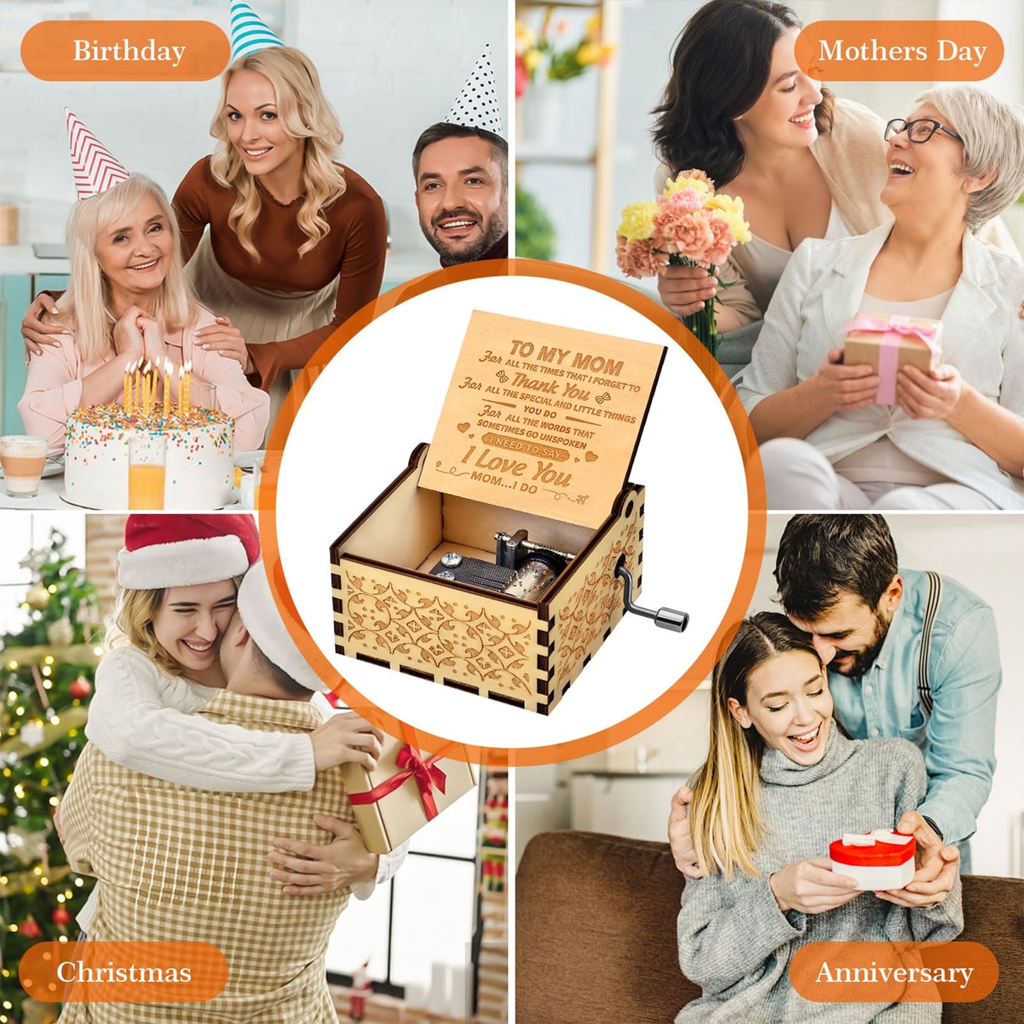 Likeny Mothers Day for Mom Gifts from Daughter Son Gifts for Mom from Daughter Mom Gift for Mothers Day Birthday Best Mama Mother Gift Hand Crank Music Box