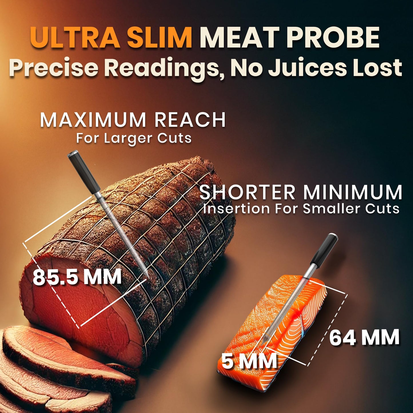 MeatStick V Wireless Meat Thermometer, 1200°F Heat Resistance, Unlimited Range WiFi & Bluetooth, Smart Digital Probe for Grilling, Smoking, Sous Vide, BBQ, Air Fryer, Oven, Smoker, Kitchen Cooking