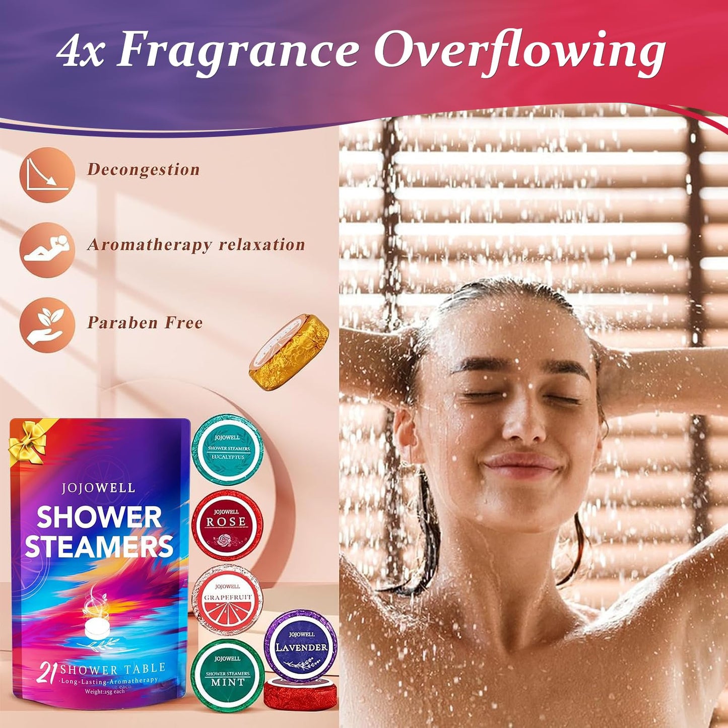 Shower Steamers Aromatherapy - 21Pcs Gifts for Women, Wife, Essential Oil, Nasal Relief, Self Care Spa, Birthday, Mothers Day Gifts for Mom from Daughter