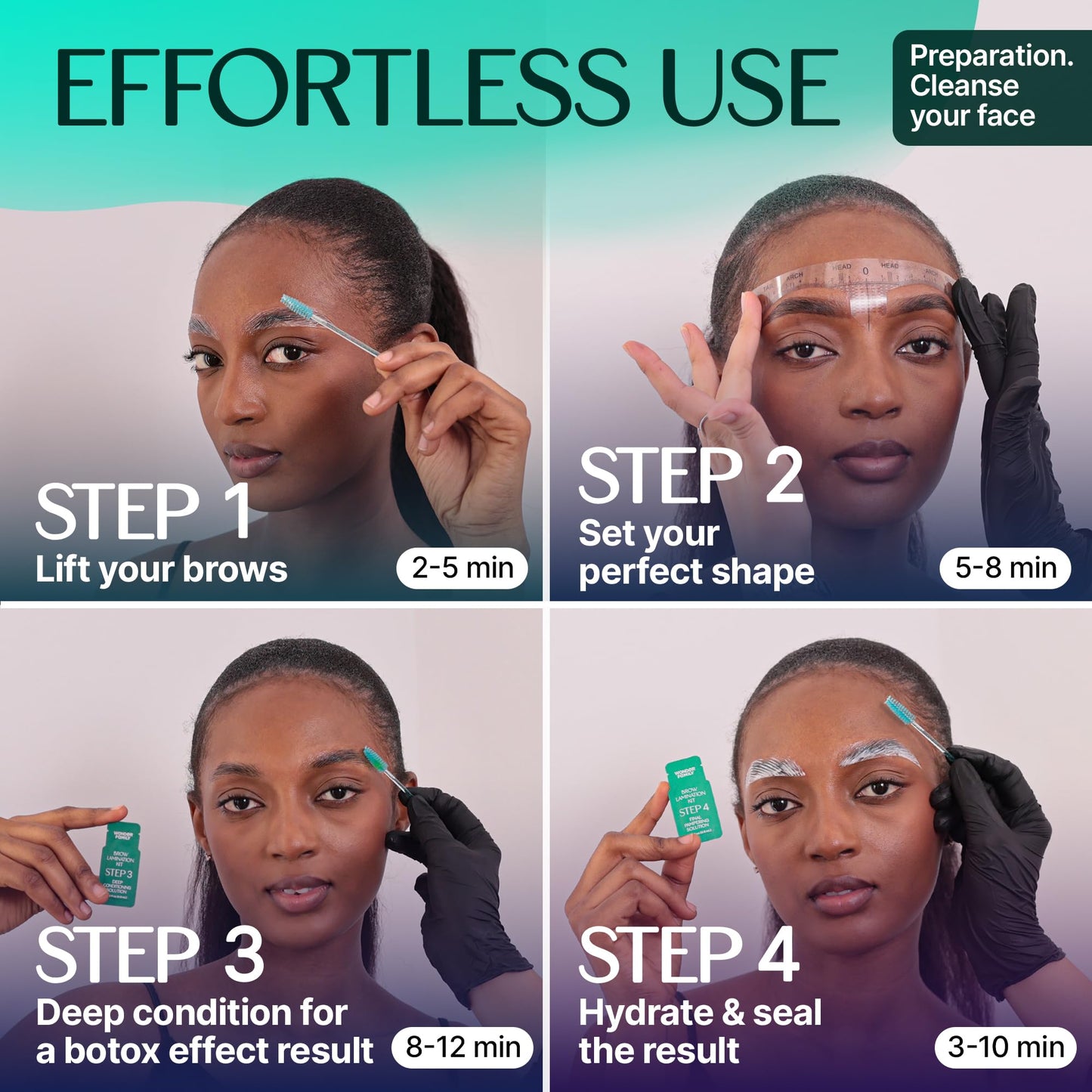 5 Step Eye Brow Lamination Kit - Eyebrow Kit for Women with Brow Lamination Gel & Brow Brushes - Advanced Eye Brow Stencil Kits for Beauty Care - At Home Eyebrow Lamination Kit