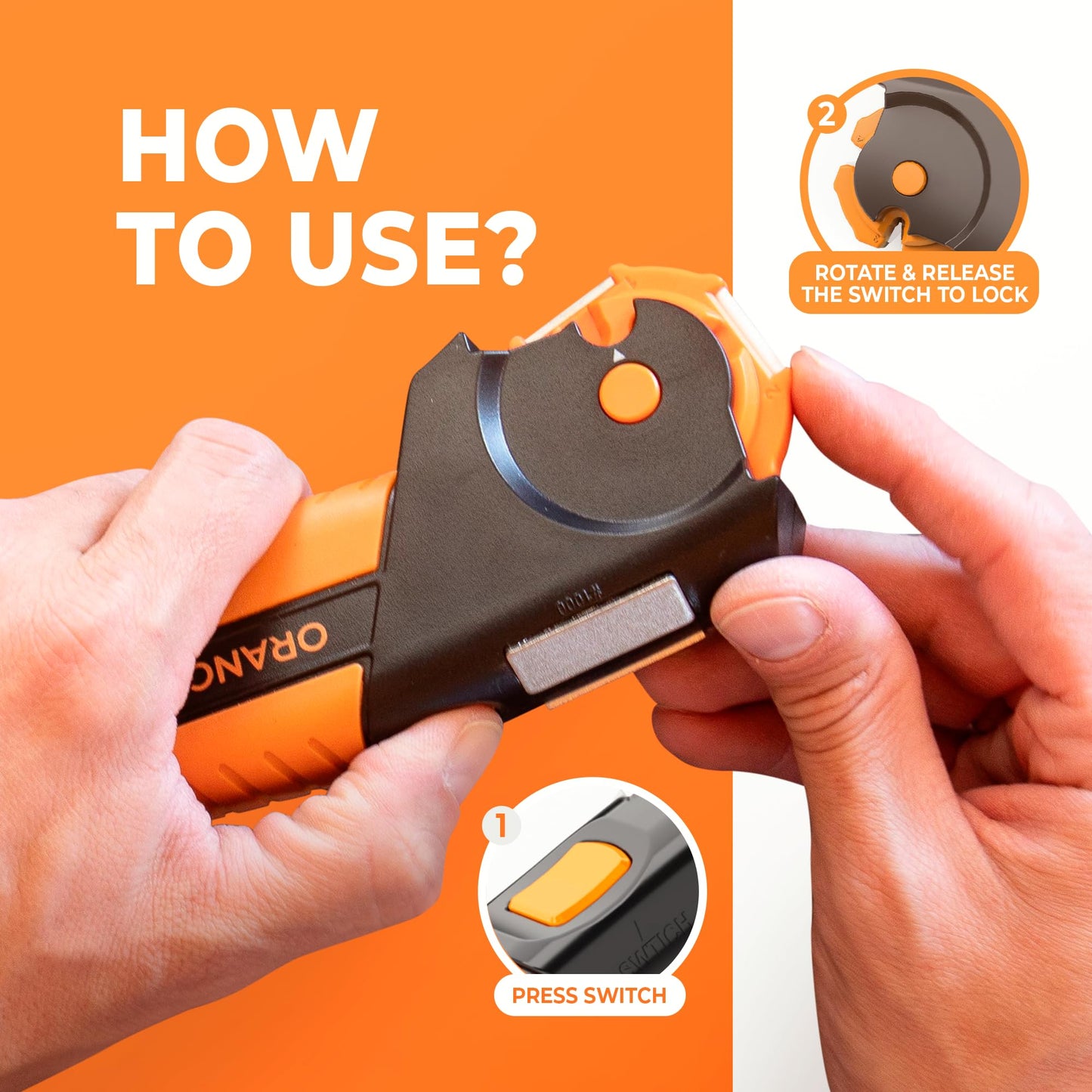 Orange Ninja All-in-1 Garden Tool & Knife Sharpener for Lawn Mower Blade, Axe, Hatchet, Machete, Pruner, Hedge Shears by Sharp Pebble