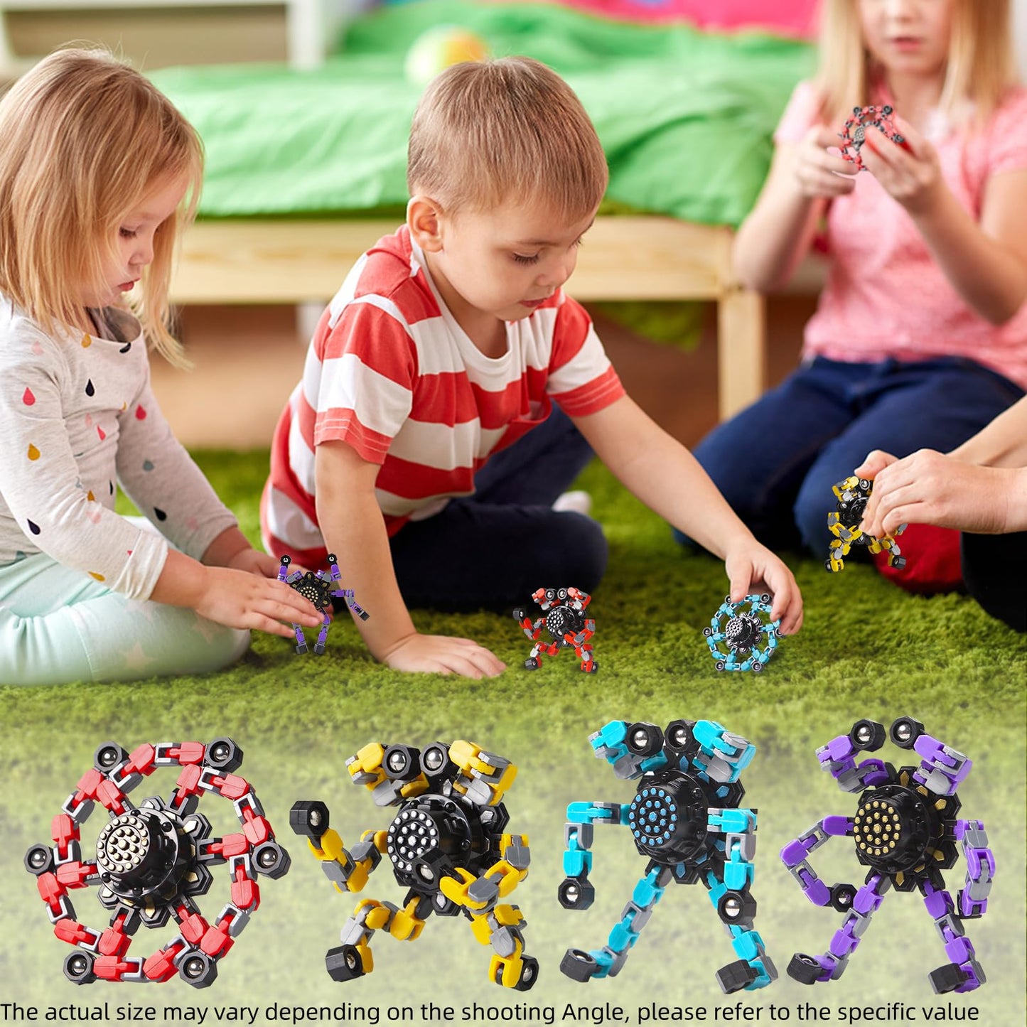Gokeey Easter Basket Stuffers Transformable Fidget Spinners 4 Pcs for Kids and Adults Stress Relief Sensory Toys for Boys and Girls Fingertip Gyros for Party Favors Stocking Stuffers Bulk for Kids